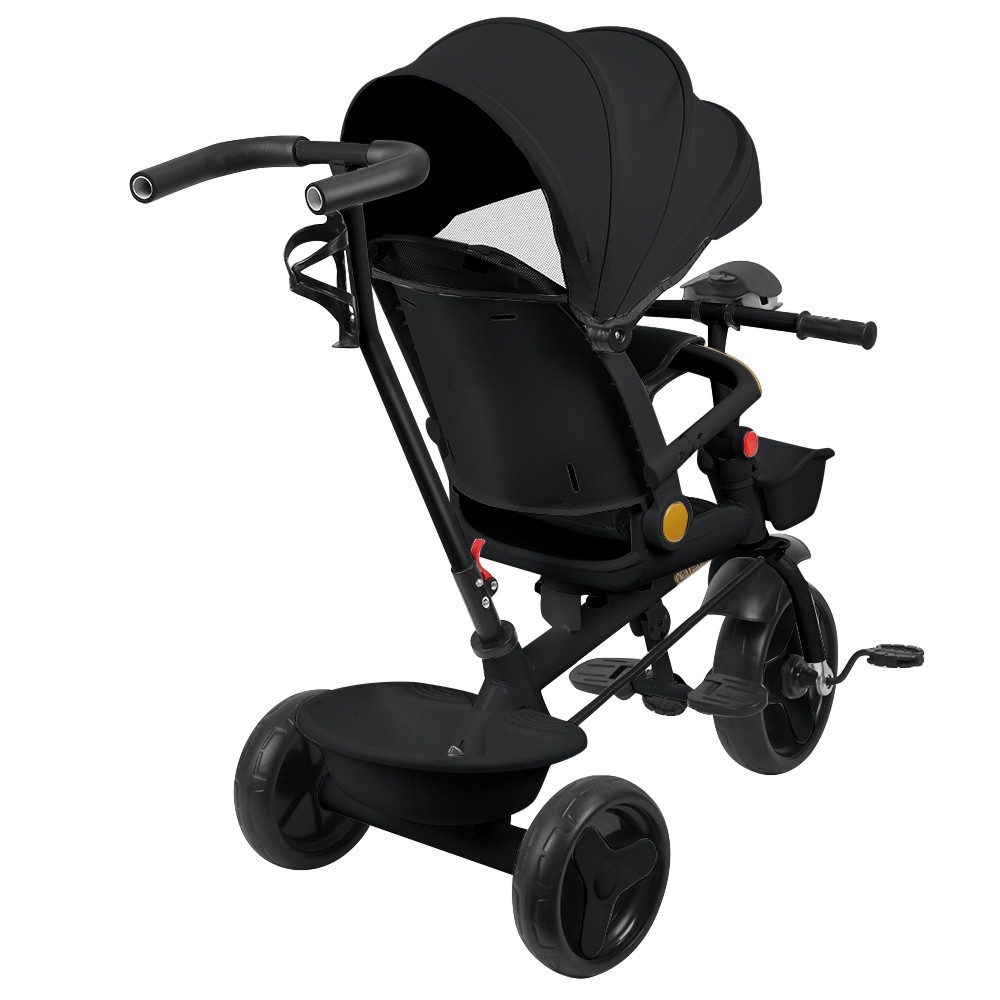 JEOBEST Dreirad Kinderdreirad mit Schubstange Baby Kinderwagen, Drehbarer Sitz, Verdeck mit Sonnenschutz,Getränkehalter Korb