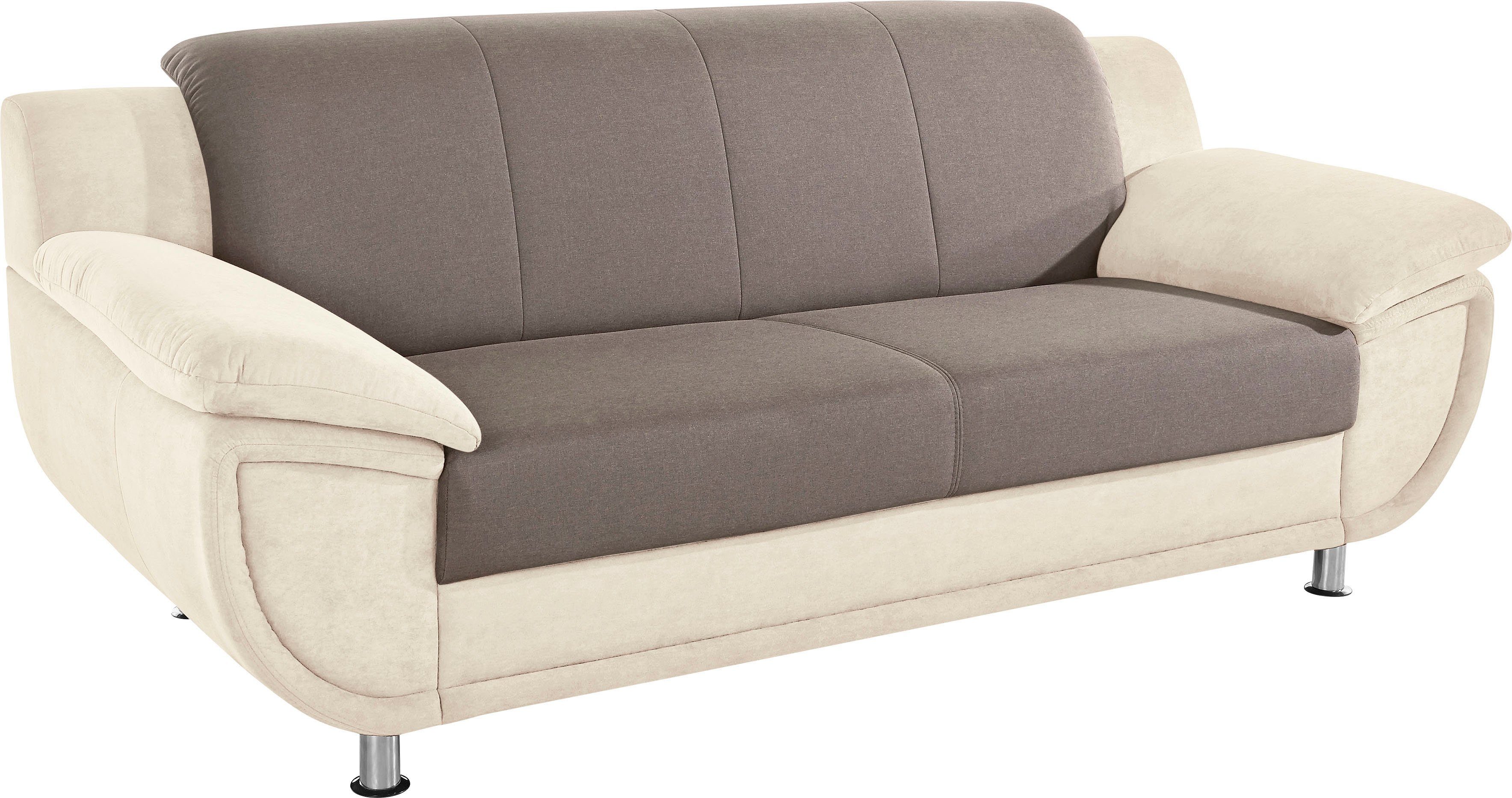 TRENDMANUFAKTUR 3-Sitzer Rondo III 207 cm, modern, bequem, Materialmix, Chromfüße, wahlweise mit Federkern, extrabreite Armlehnen zum Relaxen – Bild 2 von 5