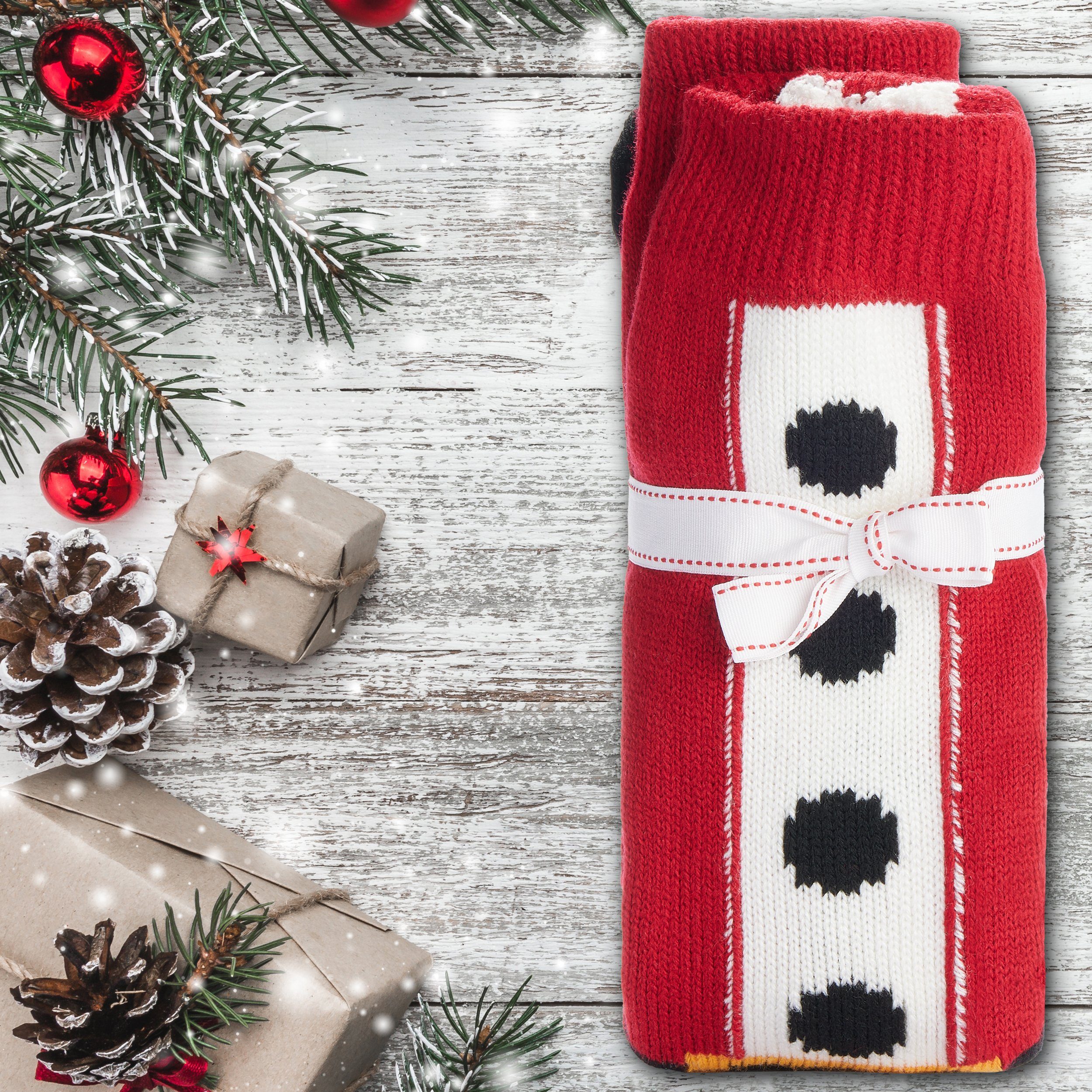 BRUBAKER ABS-Socken Dicke Weihnachtssocken - Kuschelsocken Weihnachten - Warme Socken (1-Paar, Frauen Stoppersocken Bettsocken) Antirutschsocken Wintersocken für Damen Mädchen