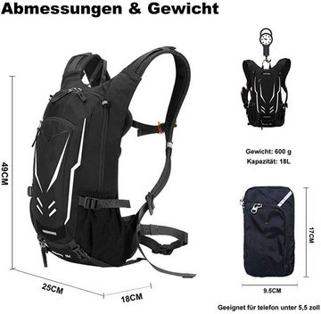 XDeer Fahrradrucksack 18L Ultraleicht Sportrucksack mit Regenschutz und Helmabdeckung, Wasserdichter,Multifunktionaler Fahrradrucksack Trinkrucksack