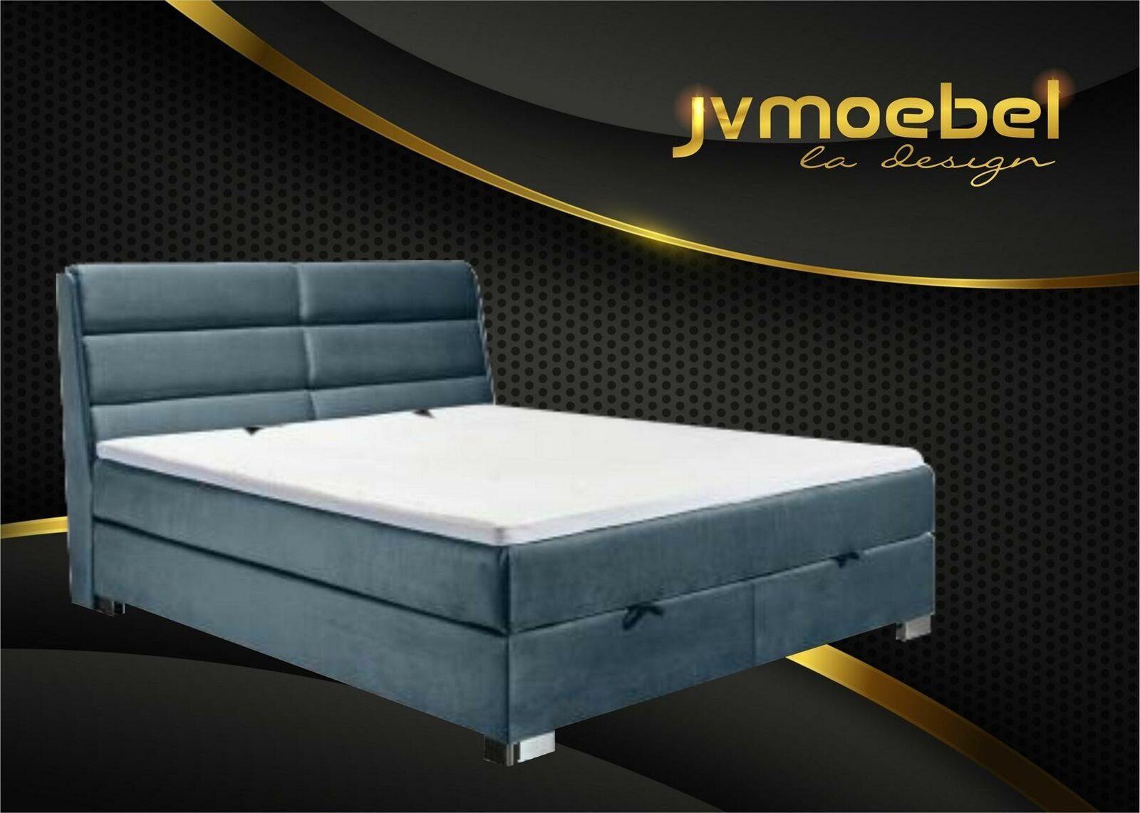 JVmoebel Bett, Schlafzimmer Luxus Boxspring Bett Betten Doppel Stoff 160 x 200cm Blau