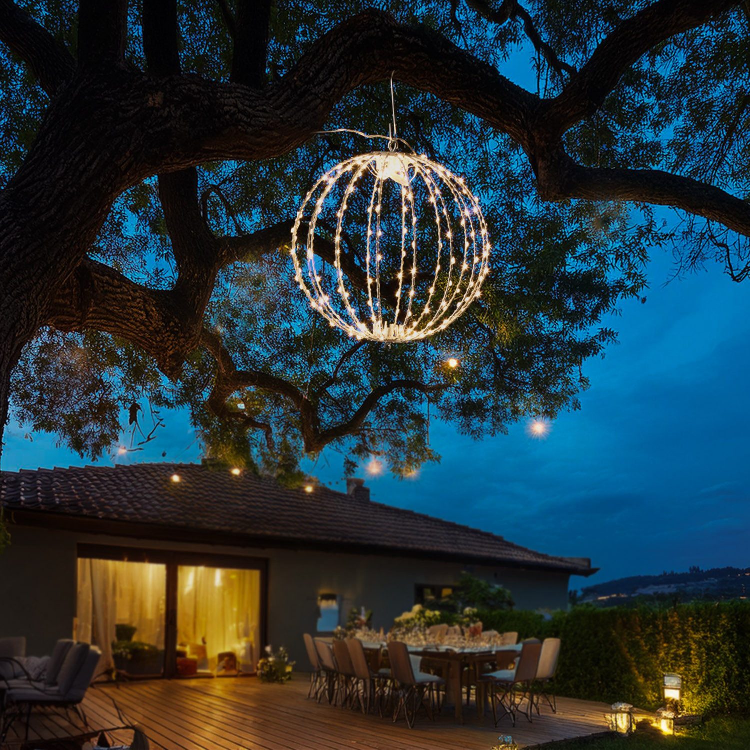 MARELIDA LED Kugelleuchte Drahtkugel Leuchtkugel faltbar günstig online kaufen