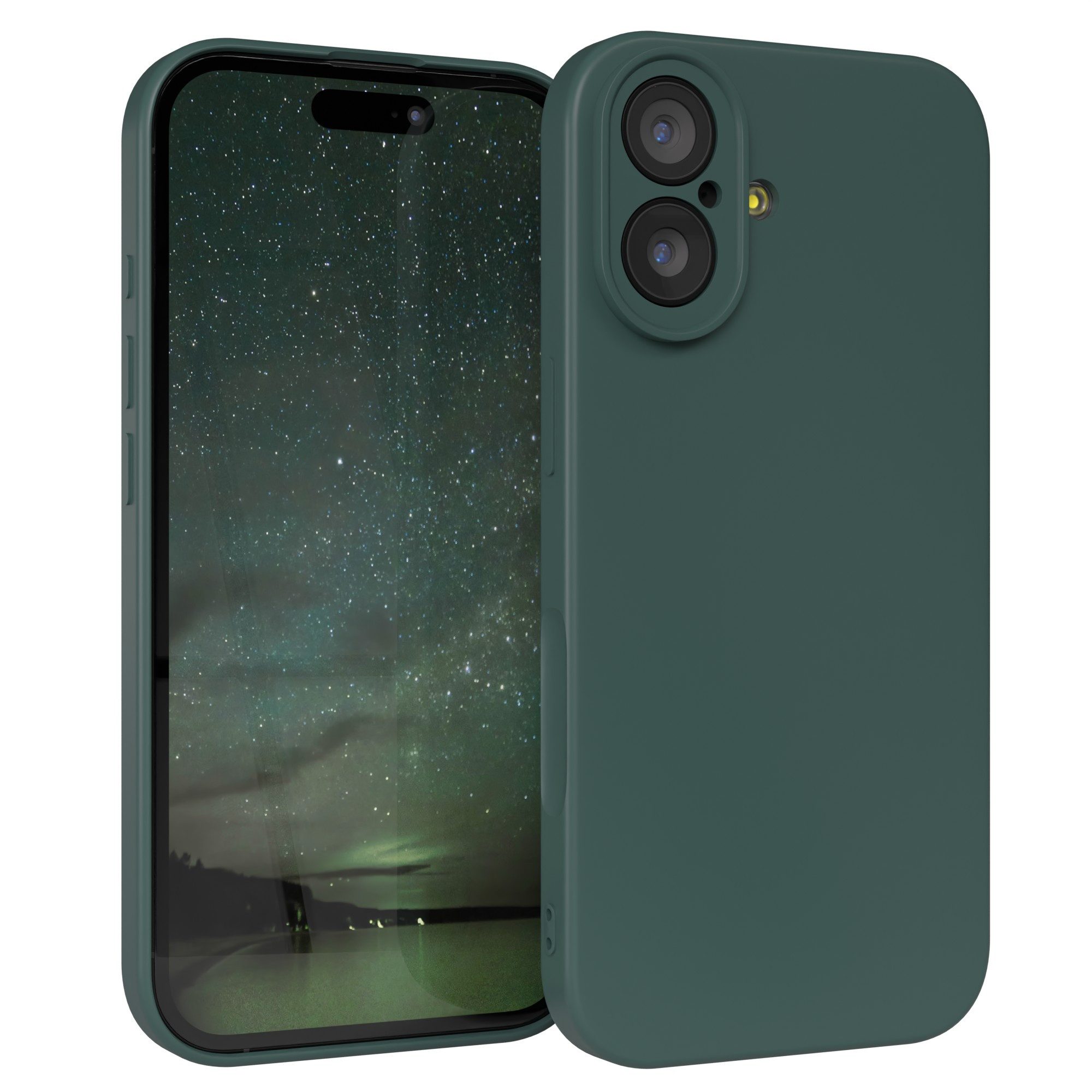 EAZY CASE Handyhülle für Apple iPhone 17 Hülle Silikon 6,3 Zoll, Silikon Schutzhülle mit Kameraschutz kratzfestes Bumper Nachtgrün