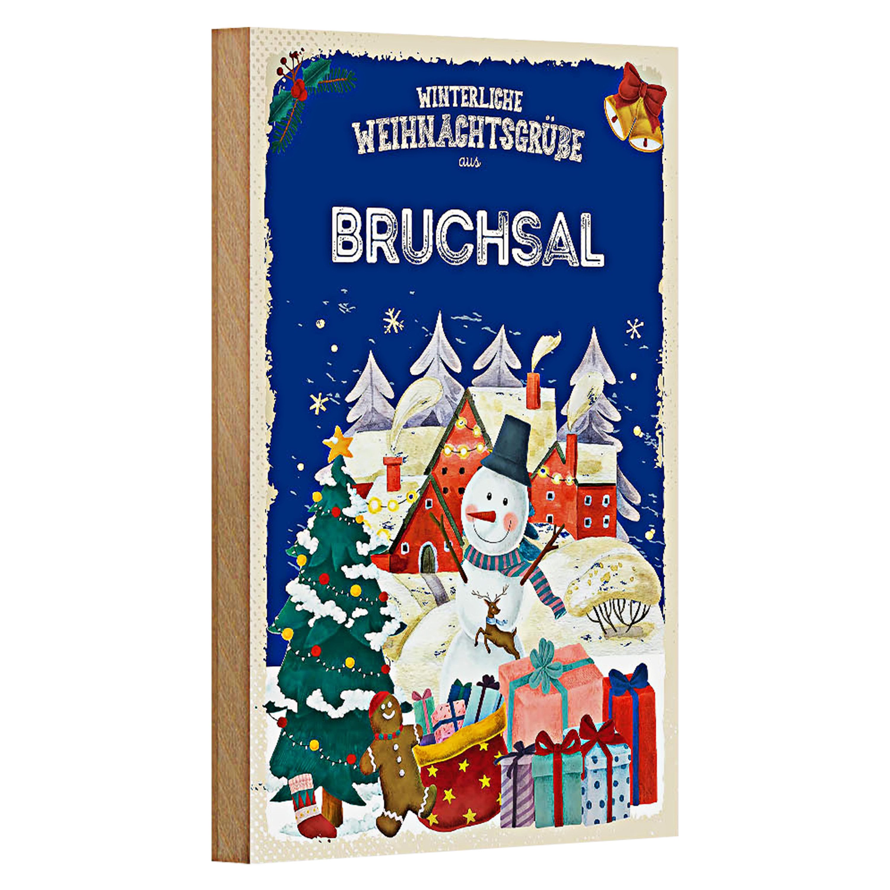 Roomando Holzbild Weihnachtsgrüße BRUCHSAL 12x18cm