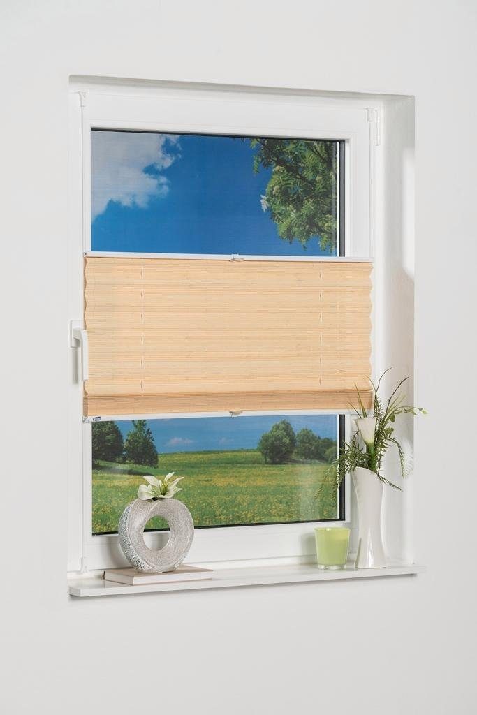 K-HOME Plissee LUCERA, Lichtschutz, ohne Bohren, verspannt, Klemmfix, BAMBU günstig online kaufen