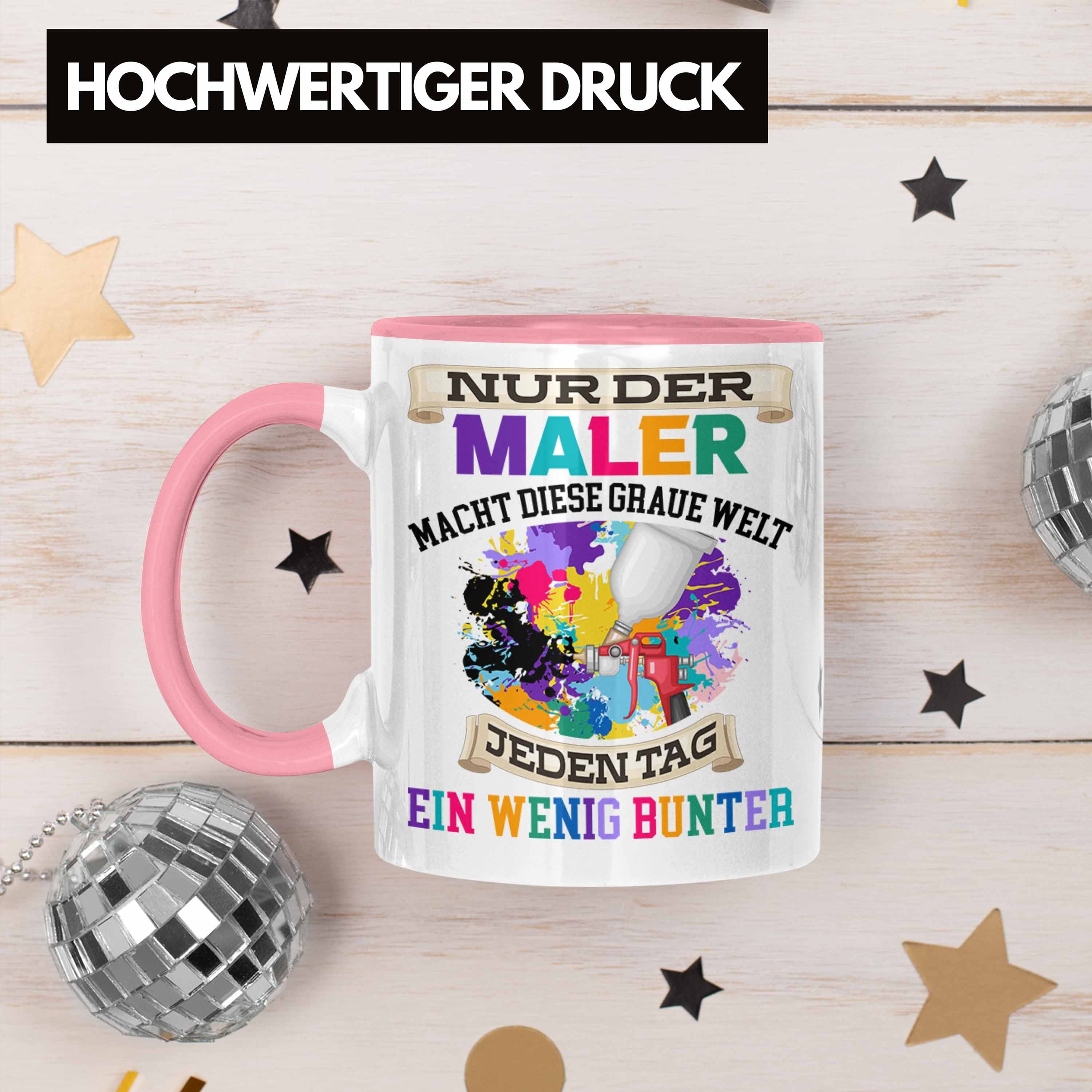 Job Tasse Trendation Evolution Lustig Maler Geschenk Männer Malermeis Anstreicher Tasse Rosa