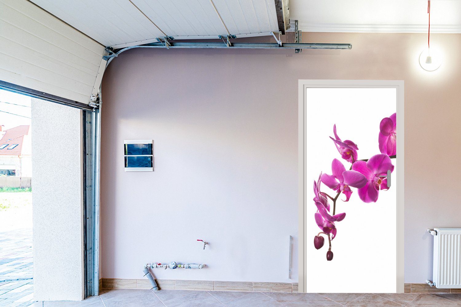 weißem Hintergrund, Türaufkleber, St), Fototapete Orchidee Tür, cm 75x205 bedruckt, Matt, für (1 vor MuchoWow Türtapete