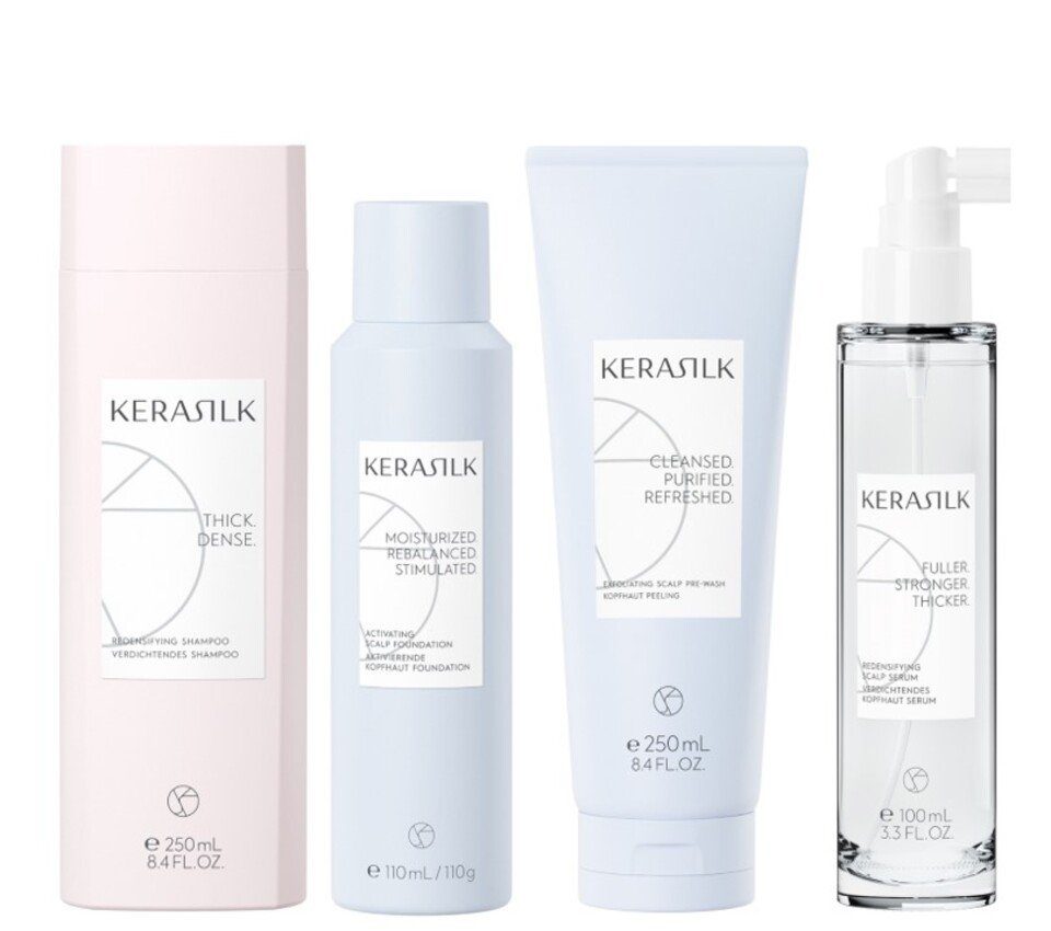 Kerasilk Haarpflege-Set Verdichtendes Shampoo + Serum + Peeling + Foundation), Set, 4-tlg., vegan