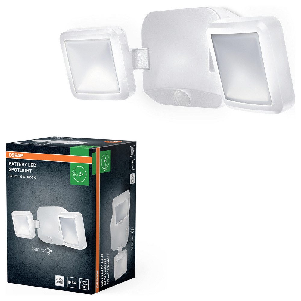 Osram LED Flutlichtstrahler OSRAM HOMELIGHTING Battery LED Spotlight Sensor 10W 4000K IP54 White 4