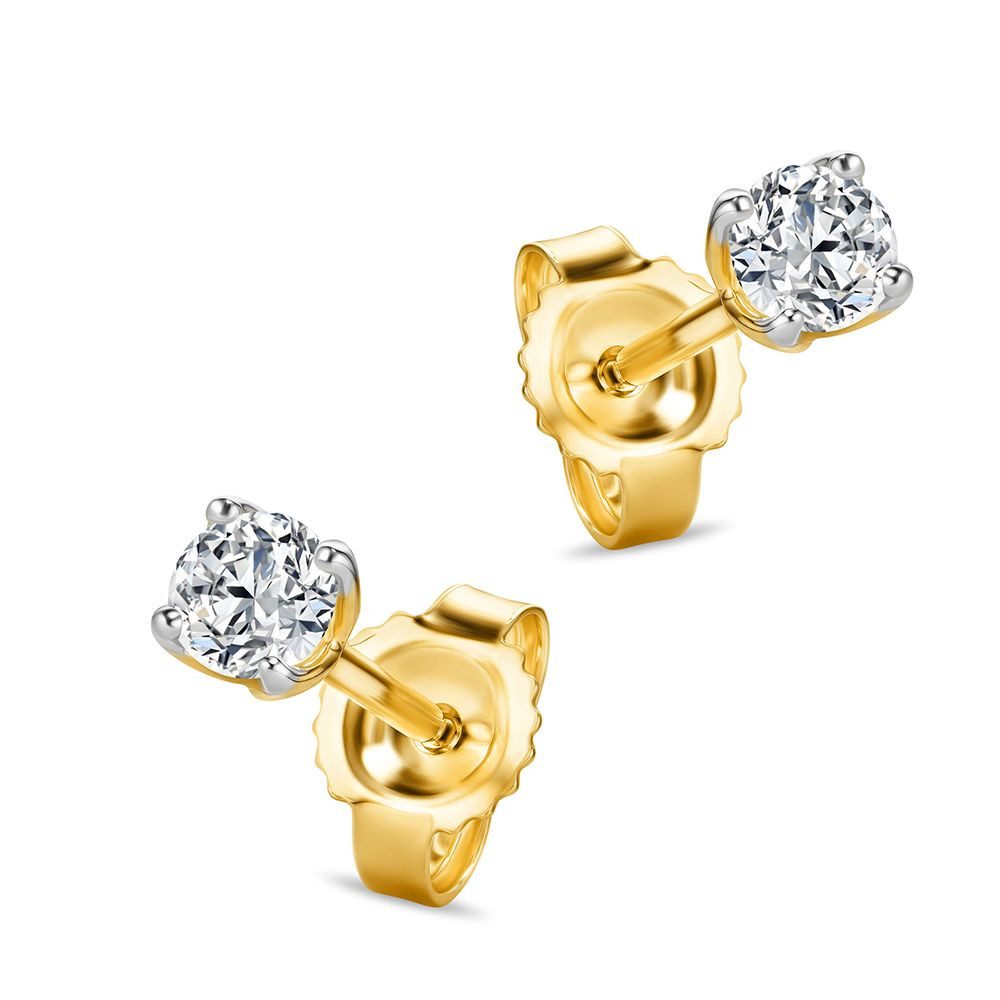 Miore Paar Ohrstecker Damen 9K (375) Gelbgold mit Diamanten 0,15 ct oder 0,25 ct, 2,5 x 2,5mm oder 3 x 3mm