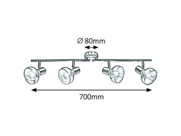 Rabalux LED Deckenspots "Holly" 4-flammig, Metall, silber, E14, B700mm