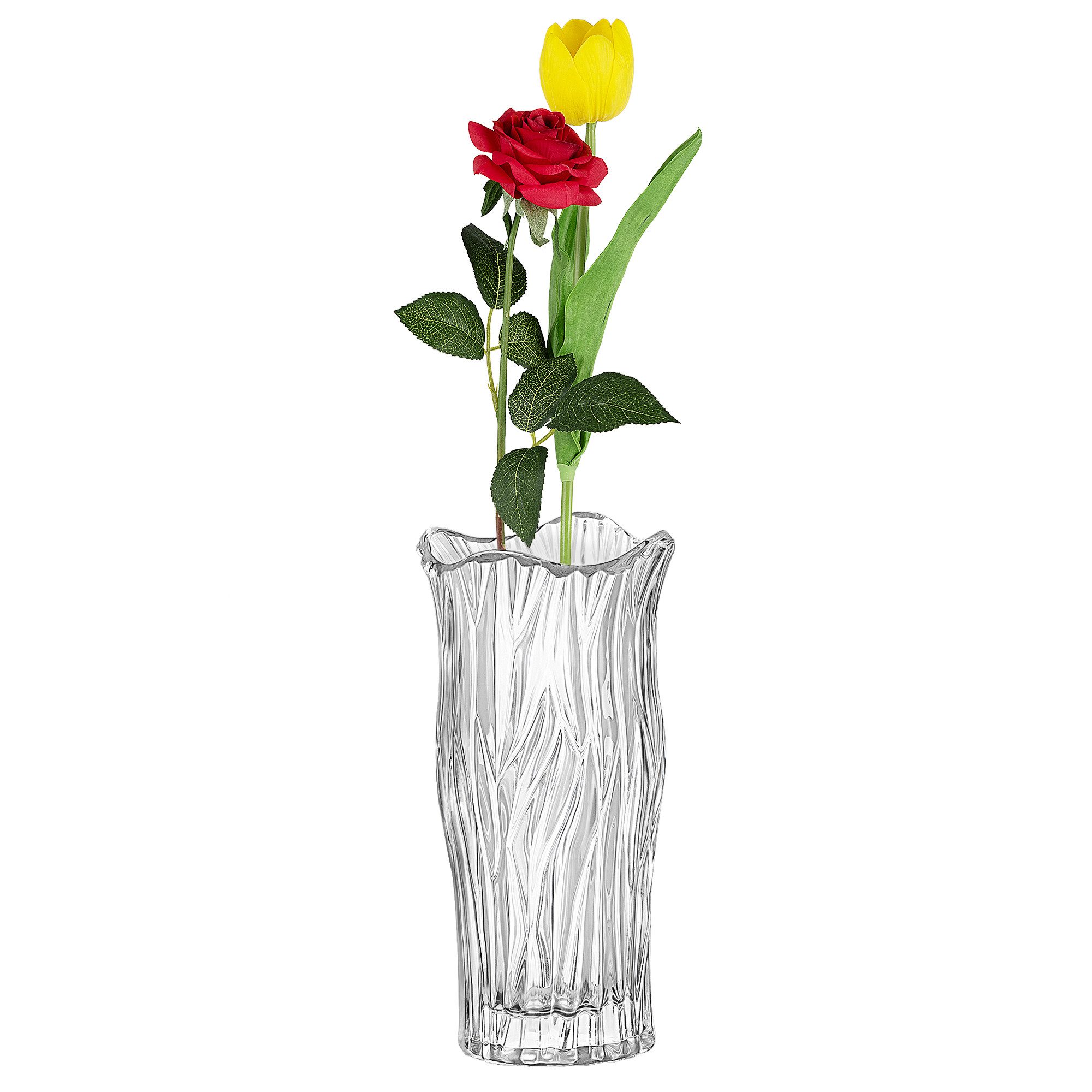 Homewit Tischvase Klare Glasvase, Kristall Blumenvase, günstig online kaufen