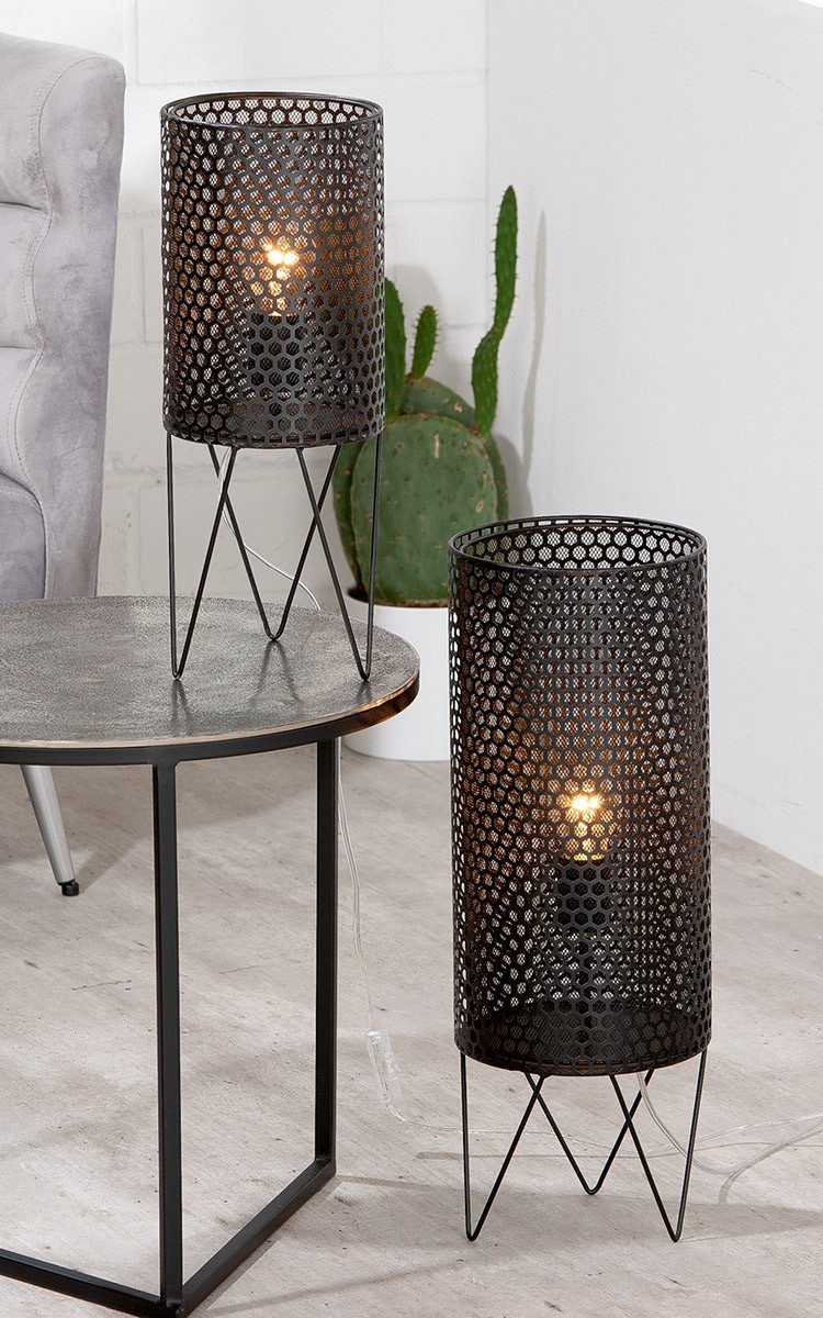 GILDE Tischleuchte GILDE Lampe Cage - schwarz - H. 55cm x D. 20cm