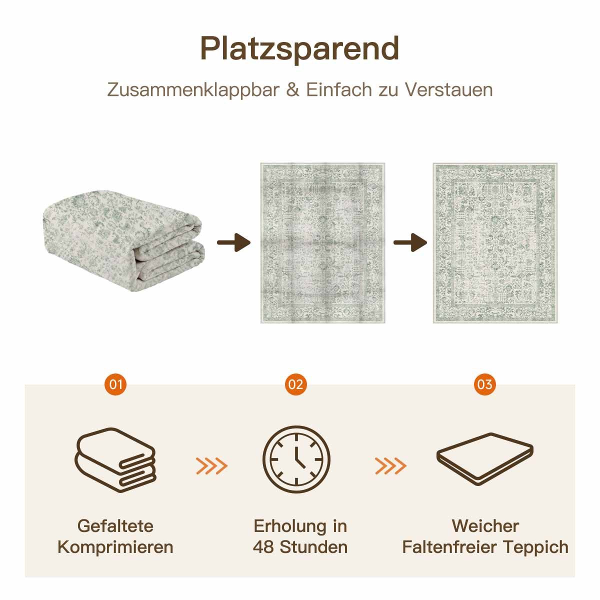 PURECOZY Teppich kurzflor, Wohnzimmerteppich, rutschfester Teppich, Vintage-Stil, rechteckig, Höhe: 6.1 mm, geeignet für verschiedene Innenräume