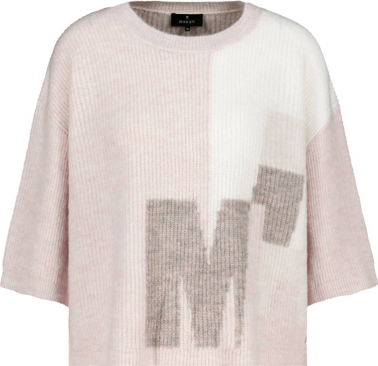 Monari Rundhalspullover 809989 Weicher Strickpullover mit Intarsien-Design