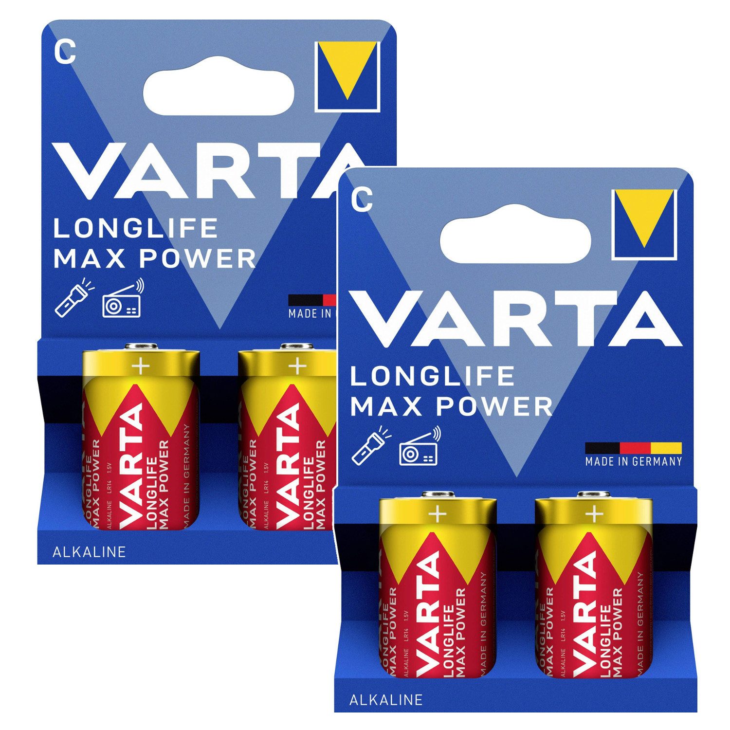 VARTA Longlife Max Power R14 C LR14 Batterien Batterie, LR14