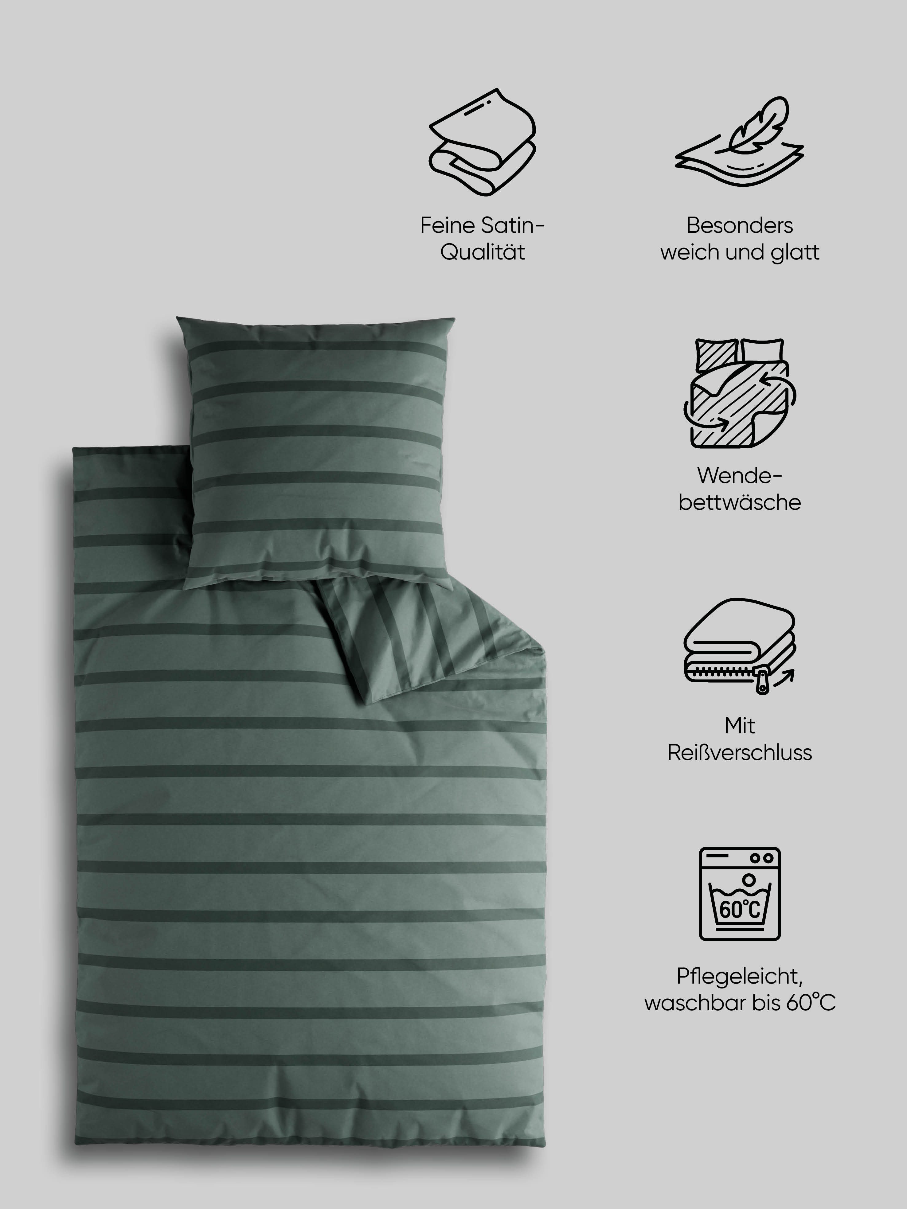 Elbsand Home Bettwäsche, 100% Baumwolle, Satin, 2 teilig
