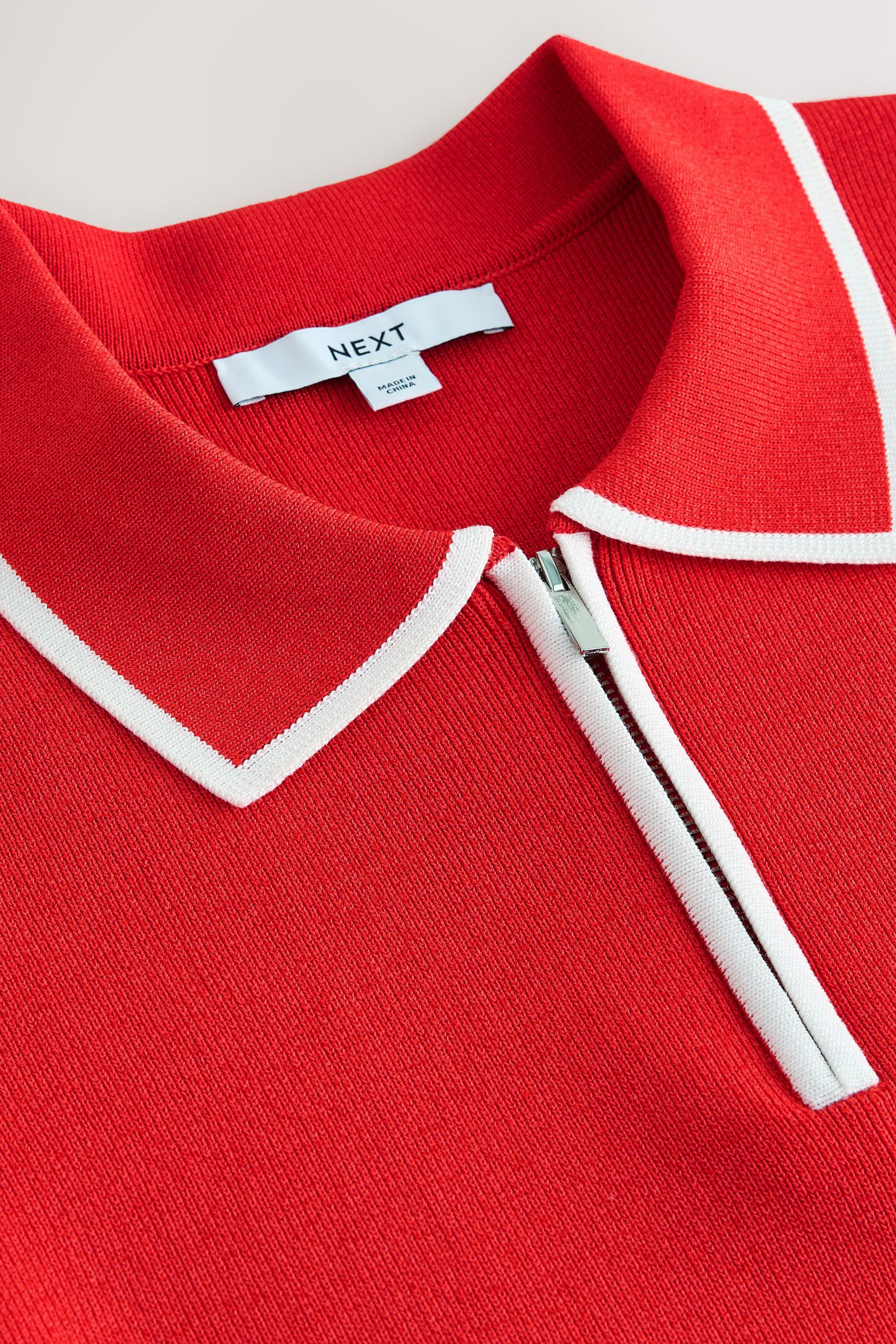 Next Troyer Strick-Poloshirt mit RV-Kragen (1-tlg)