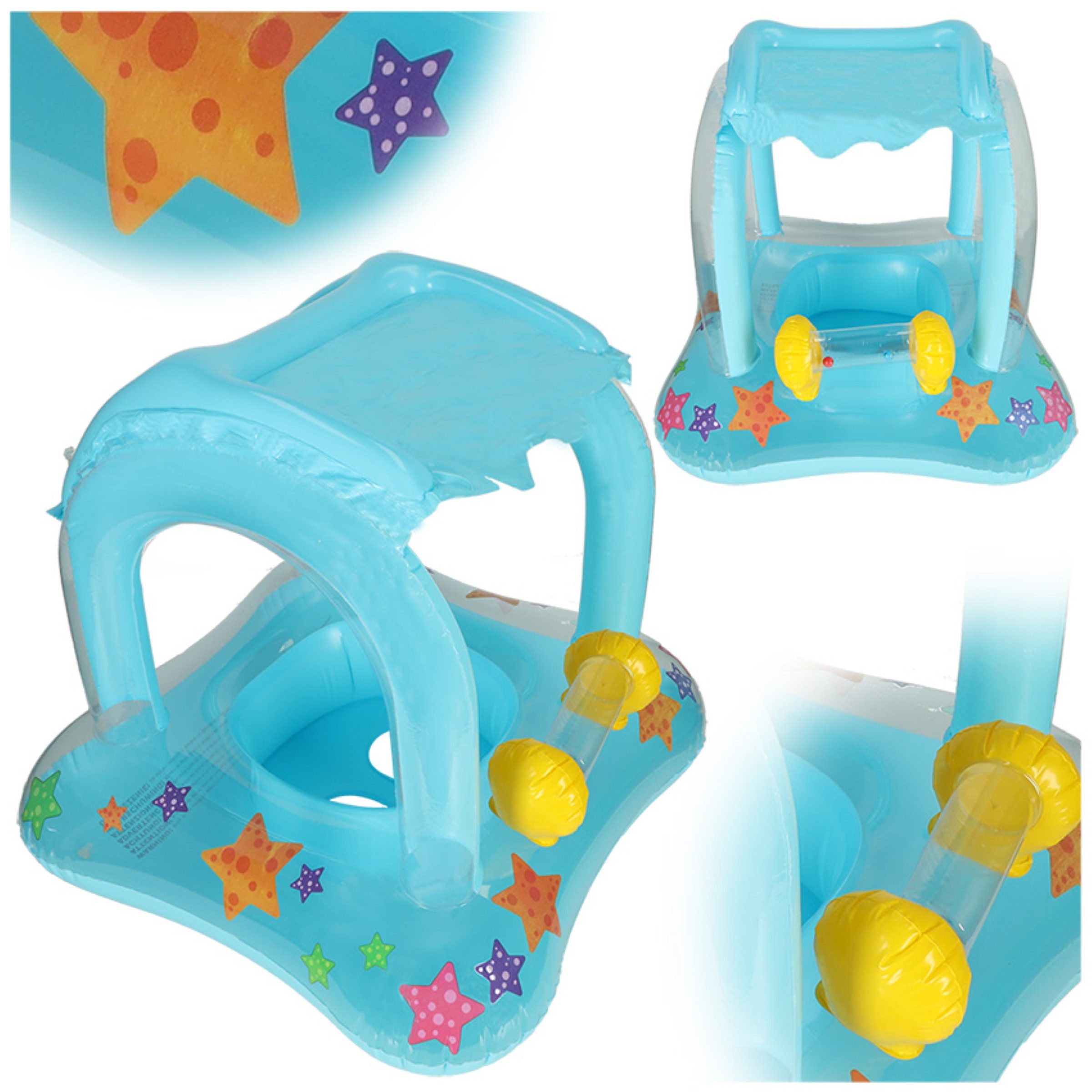 Ikonka Schwimmring Baby Schwimmring mit Sitz und Sonnendach bis 24 kg (Komplettset Schwimmring mit Sitz und Sonnendach für Kinder 3+ Jahre, 1-teiliges Set Baby Schwimmring mit Sitz und abnehmbarem Sonnendach), Sitz mit Halt, Sonnendach, aufblasbar, kindgerecht, stabile Form