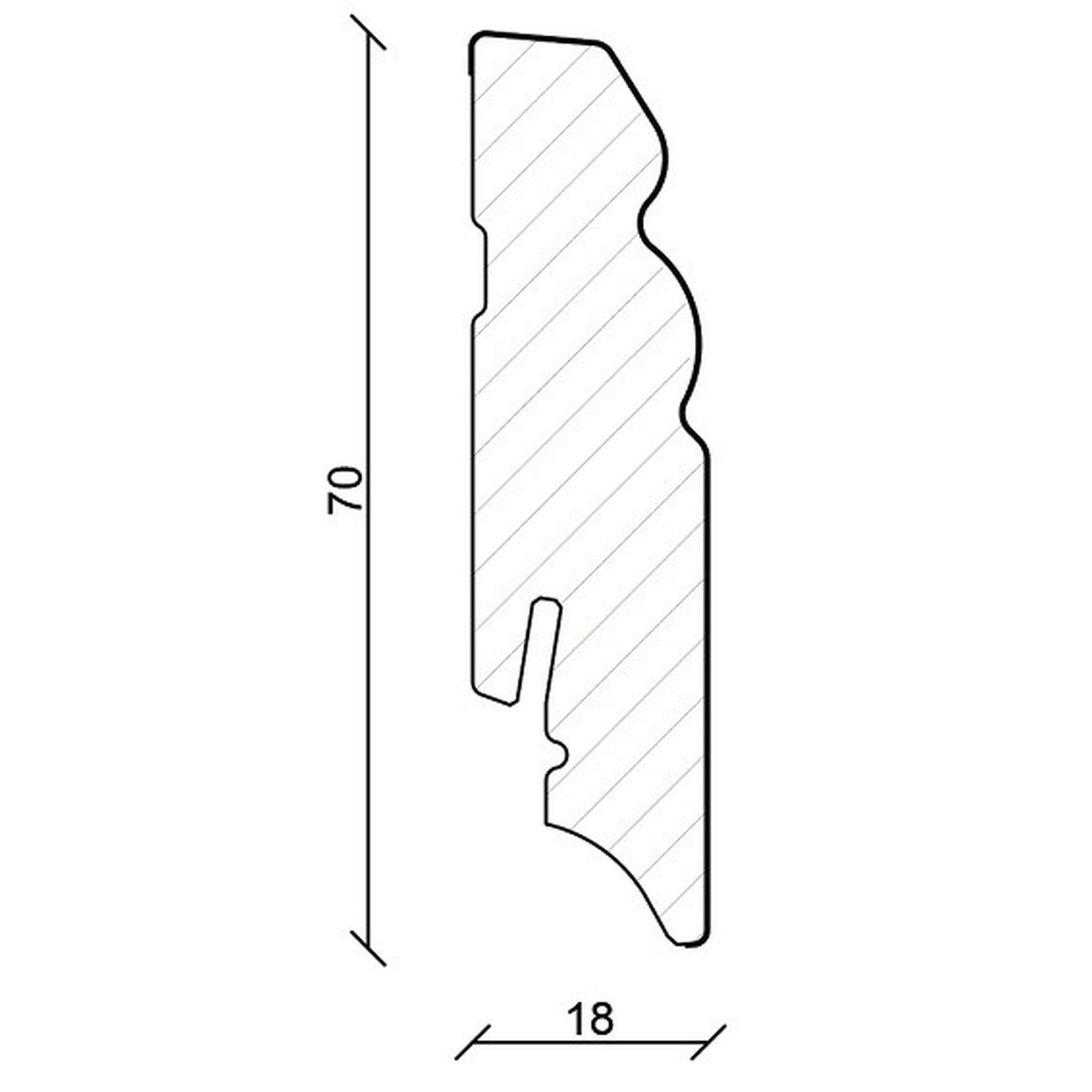 PROVISTON Sockelleiste MDF, 18 x 70 mm, Weiß,Fußleiste, klassisch, L: 240 cm, 1-teilig, 1-St., Einzelpack, Berliner Profil