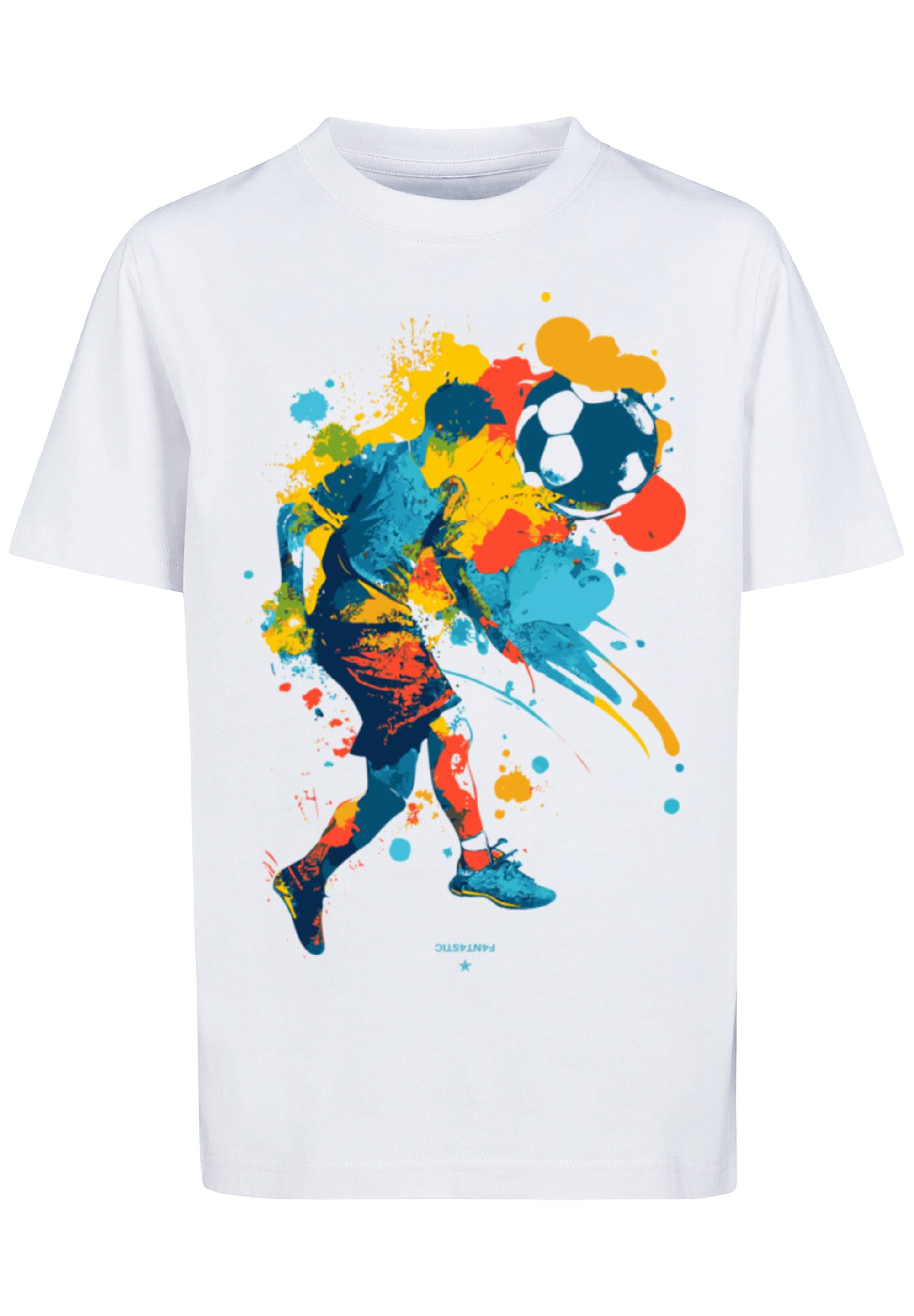 bunt T-Shirt Fußballer weiß Print F4NT4STIC