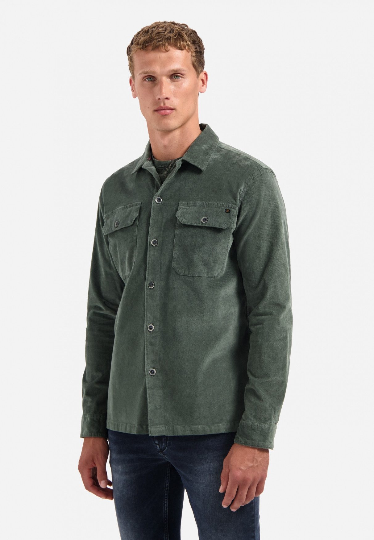 NO EXCESS Langarmhemd No Excess Samt-Overshirt mit Knöpfen Overshirt Button günstig online kaufen
