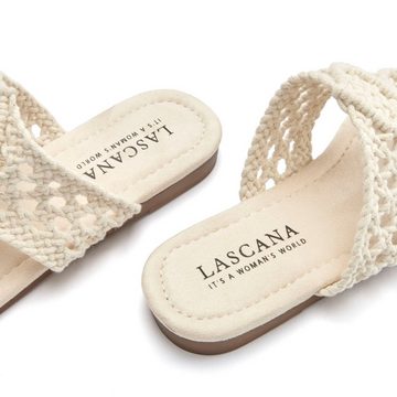 LASCANA Pantolette Mule, Sandale, offener Schuh, Zehentrenner, trendige Häkeloptik VEGAN