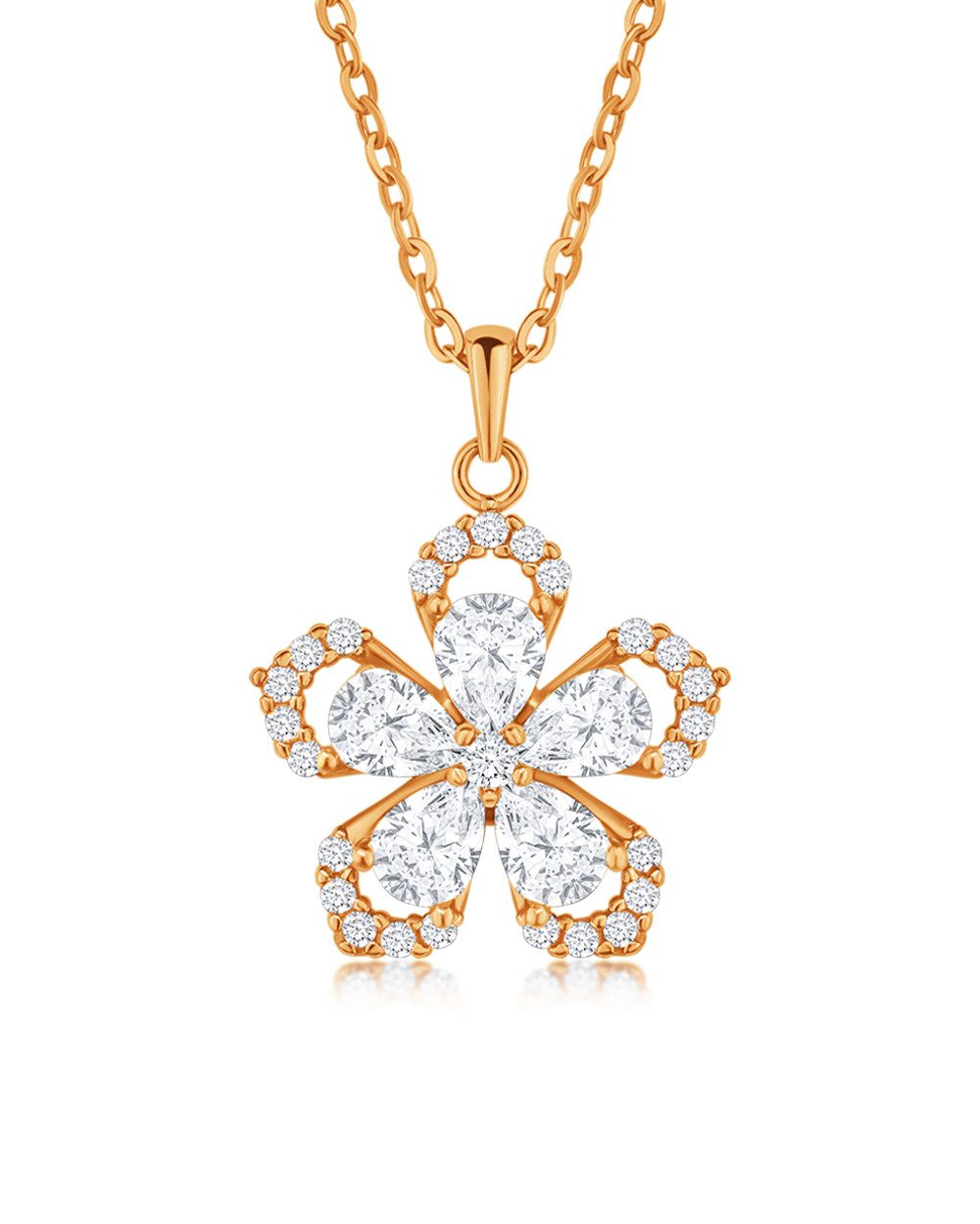 DANIEL CLIFFORD Kette mit Anhänger 'Linea' Damen Halskette Silber 925 18k Roségold Blüten Anhänger (inkl. Verpackung), größenverstellbare Silberkette vergoldet  – Bild 2 von 5