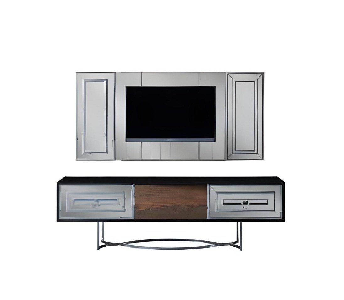 Xlmoebel TV-Schrank Luxus Wand Fernseher Set mit Couchtisch und Sideboard in Silber (TV-Set mit Couchtisch und Sideboard) Made in Europa