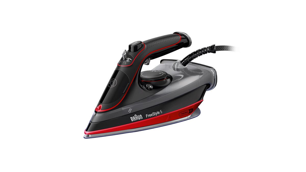 Braun Dampfbügeleisen TexStyle 5 SI 5057 RD - 2.700 W, 220 g Dampfstoß, 300 ml Wassertank, 2700 W, 50 g Dampfmenge, SuperCeramic Bügelsohle, offenes Griffdesign