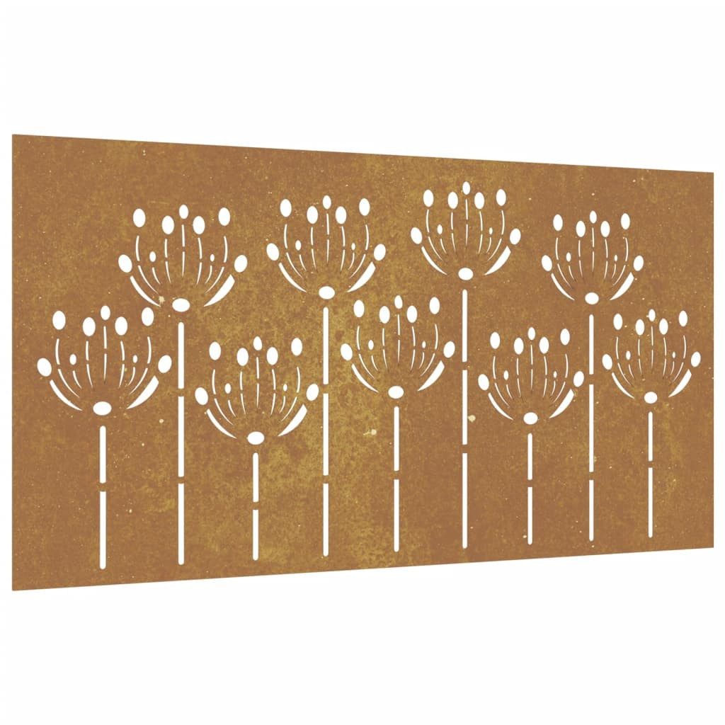 Wandbild Garten-Wanddeko 105x55 cm Cortenstahl Blumen-Design