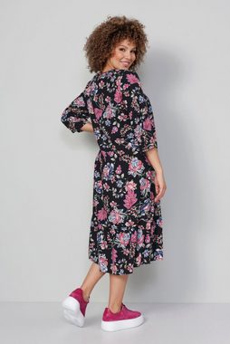 MIAMODA Sommerkleid Midikled Blumenmuster V-Ausschnitt 3/4-Ärmel