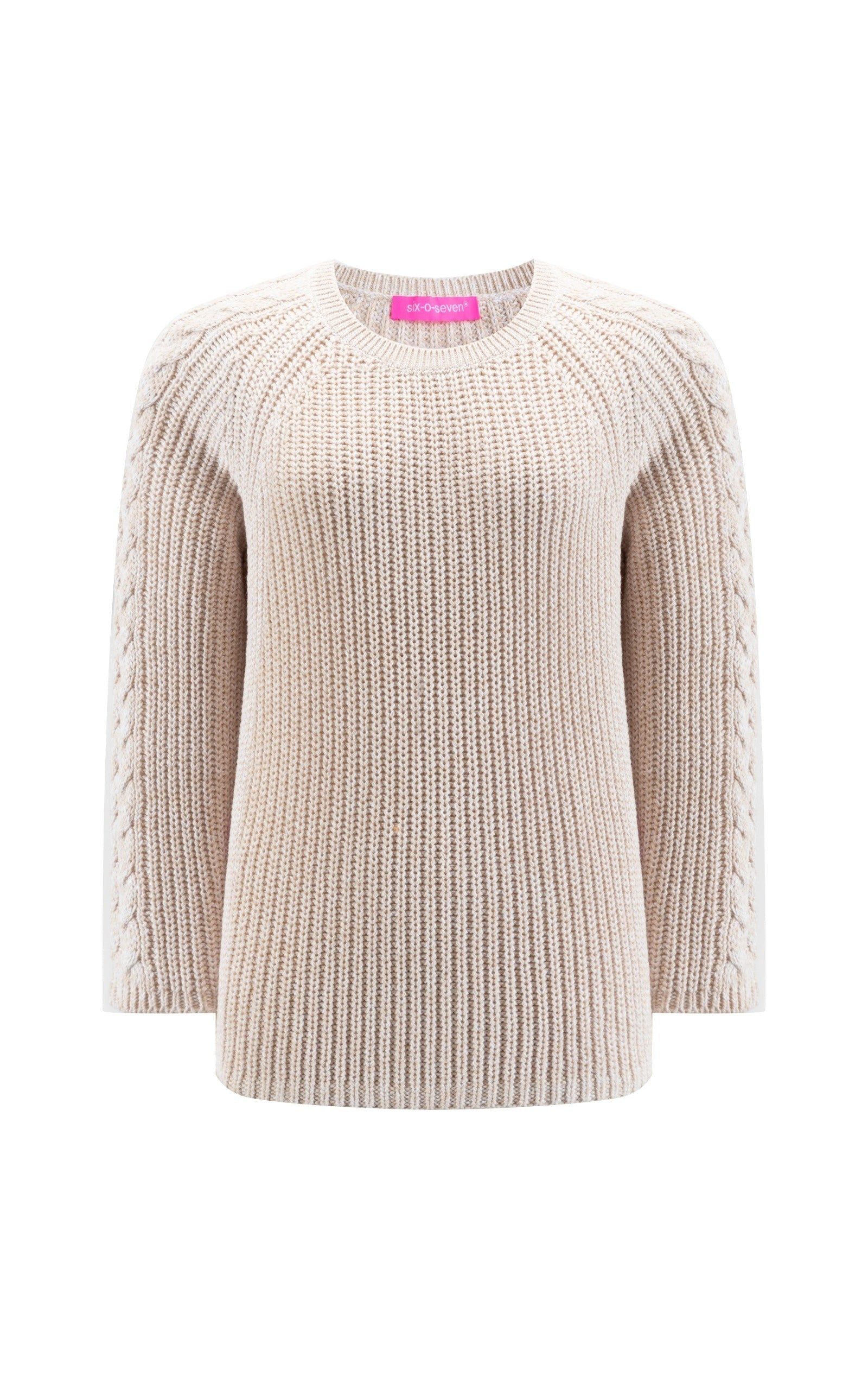 Strickpullover Damen Regular Strickpullover mit Patentmuster und Kabelstrick