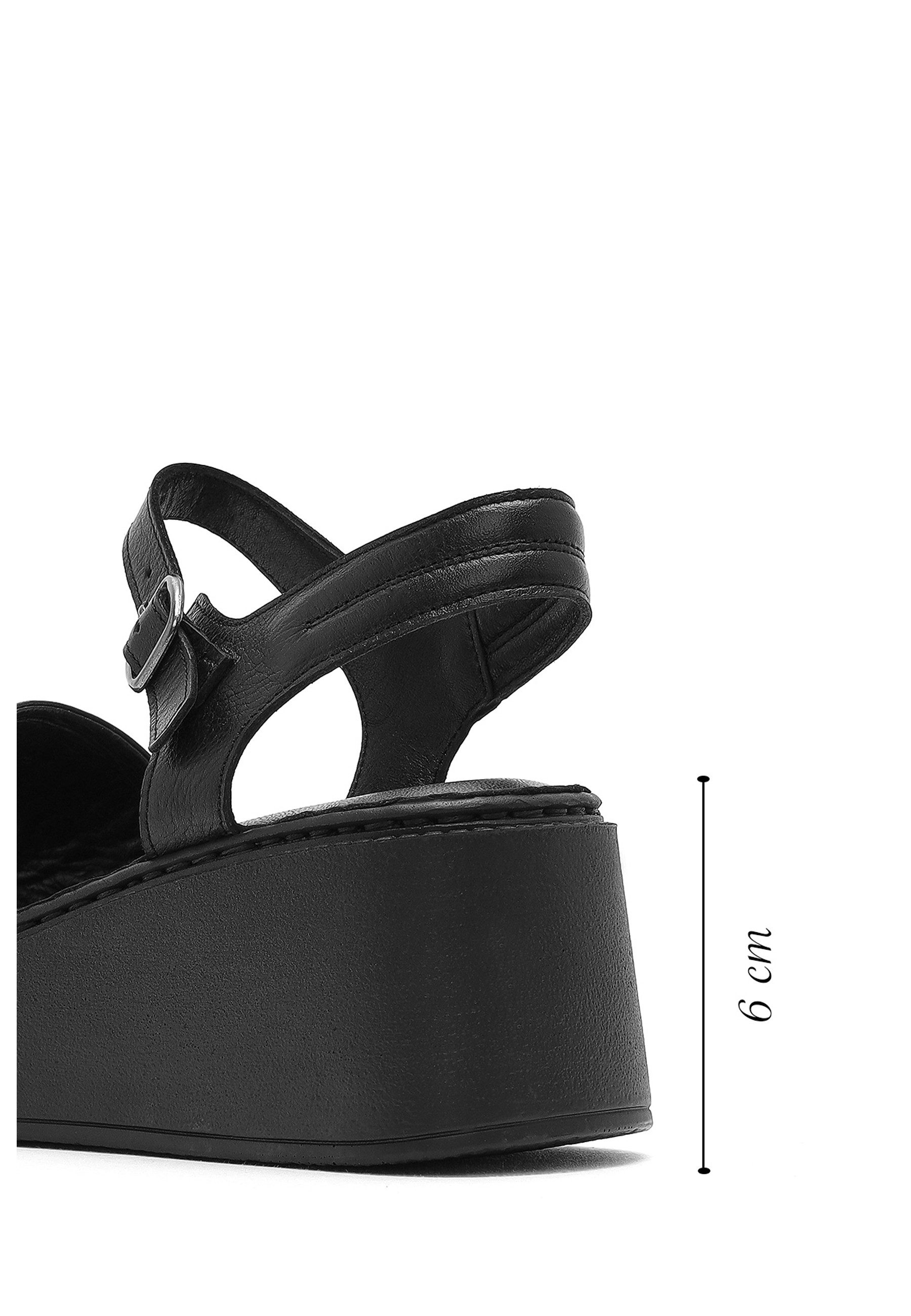 Derimod Keilabsatz-Sandalen aus Leder Sandale Echtes Leder, Komfortfutter, TPU-Sohle, Knöchelriemen, Plateau-Design