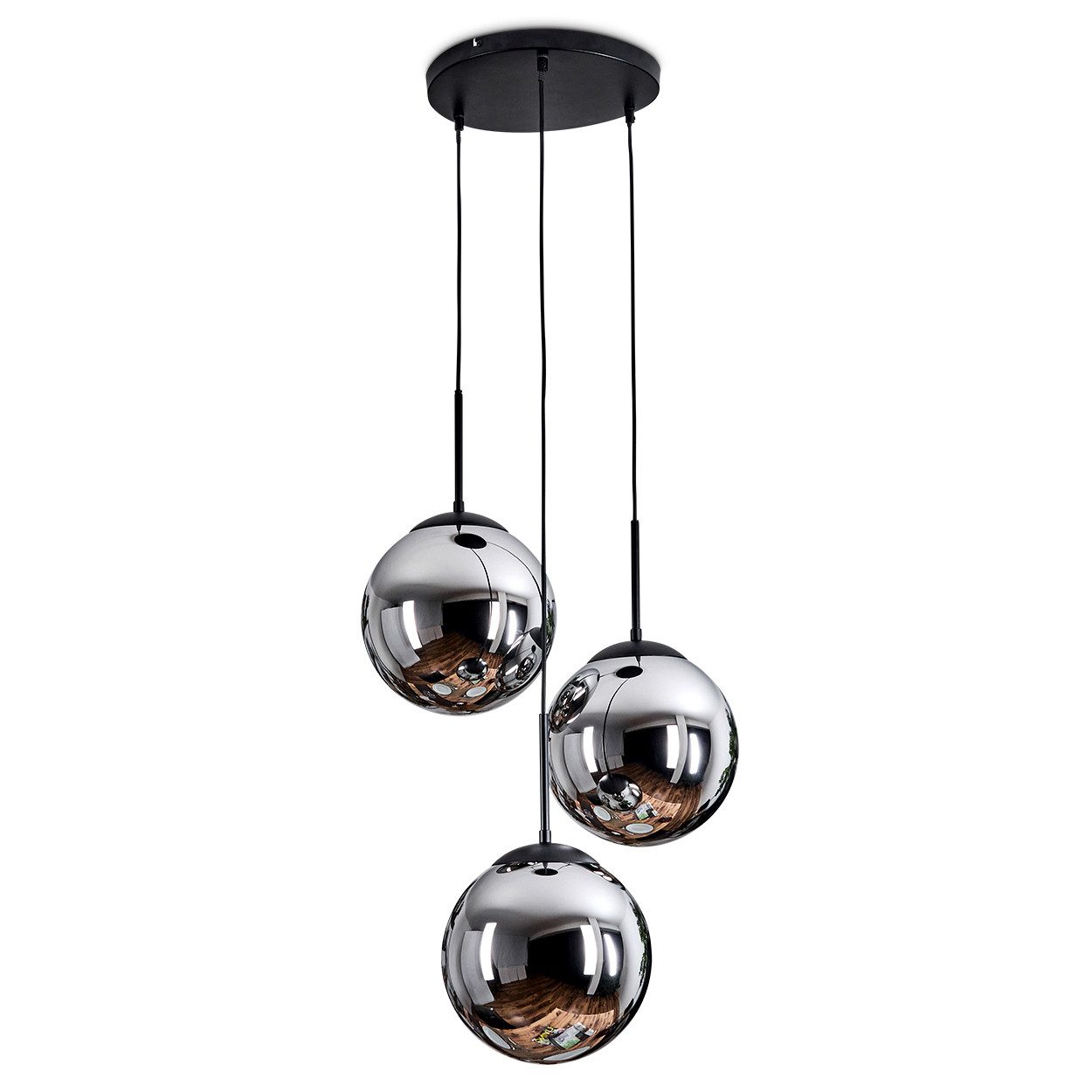 hofstein Hängeleuchte moderne Hängelampe aus Metall/Glas in Schwarz/Chromfa günstig online kaufen