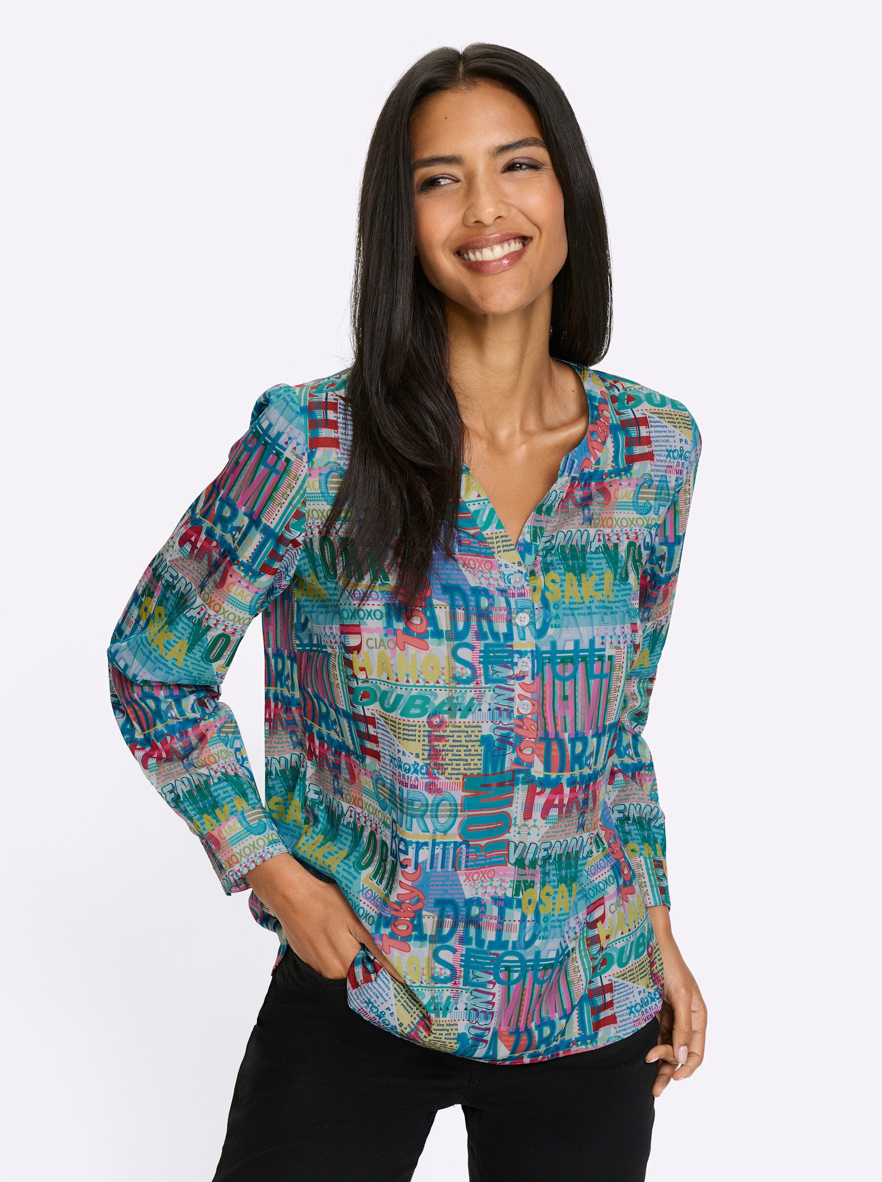 Sieh an! Klassische Bluse Langarm-Bluse . günstig online kaufen