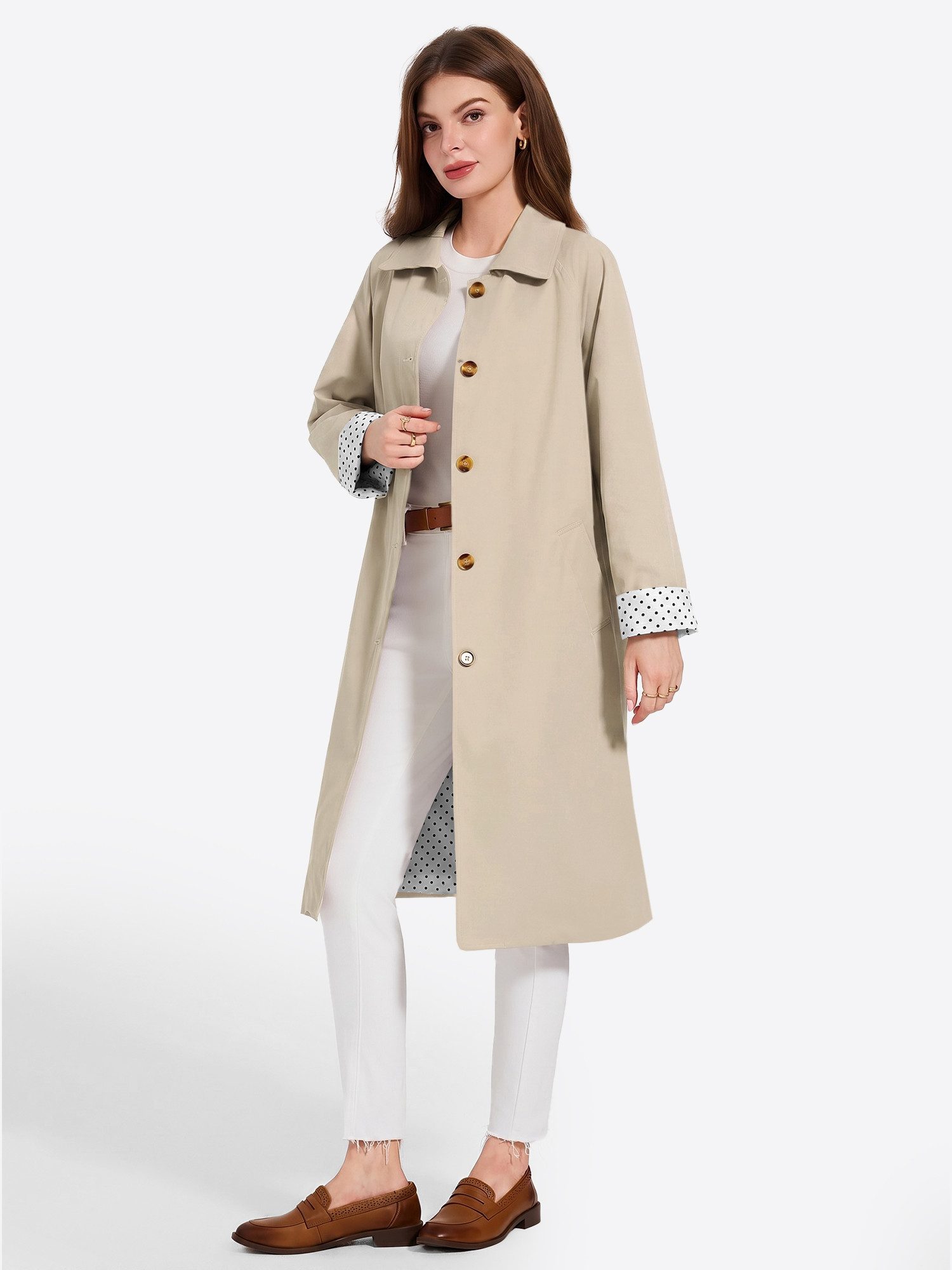 Imily Bela Trenchcoat Damen Übergangsmantel mit Knopfleiste (Packung, 1-tlg., 1per-Pack) mit Kontrastfutter