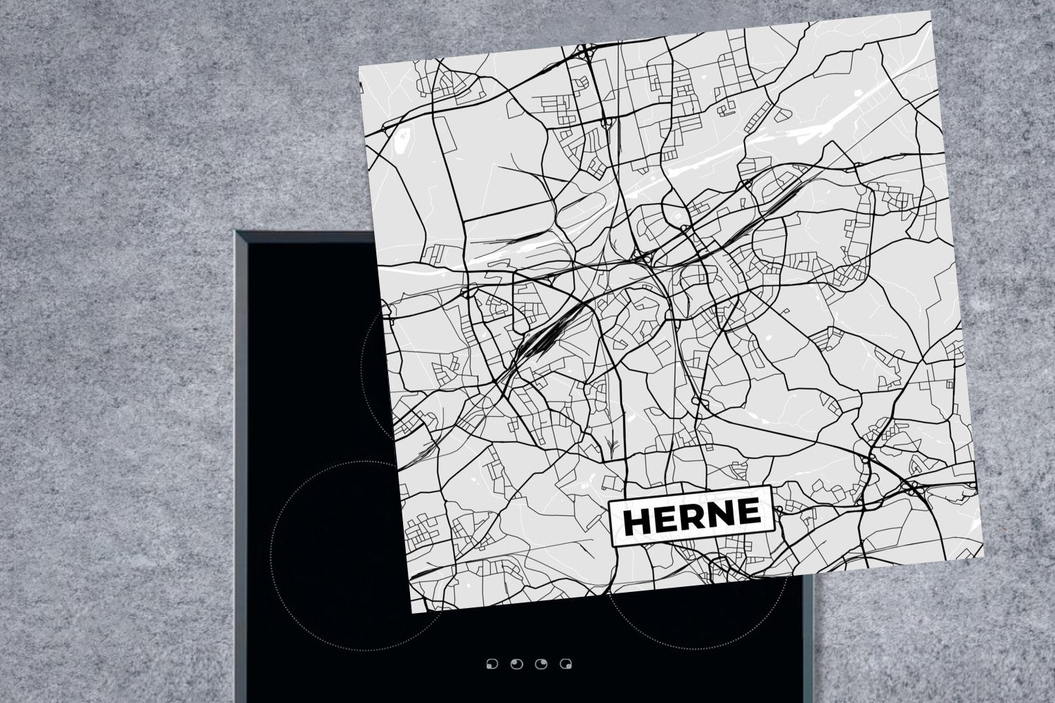 cm, Karte MuchoWow Stadtplan tlg), - - Vinyl, - küche Herne, Herdblende-/Abdeckplatte Arbeitsplatte Ceranfeldabdeckung, (1 für Deutschland 78x78