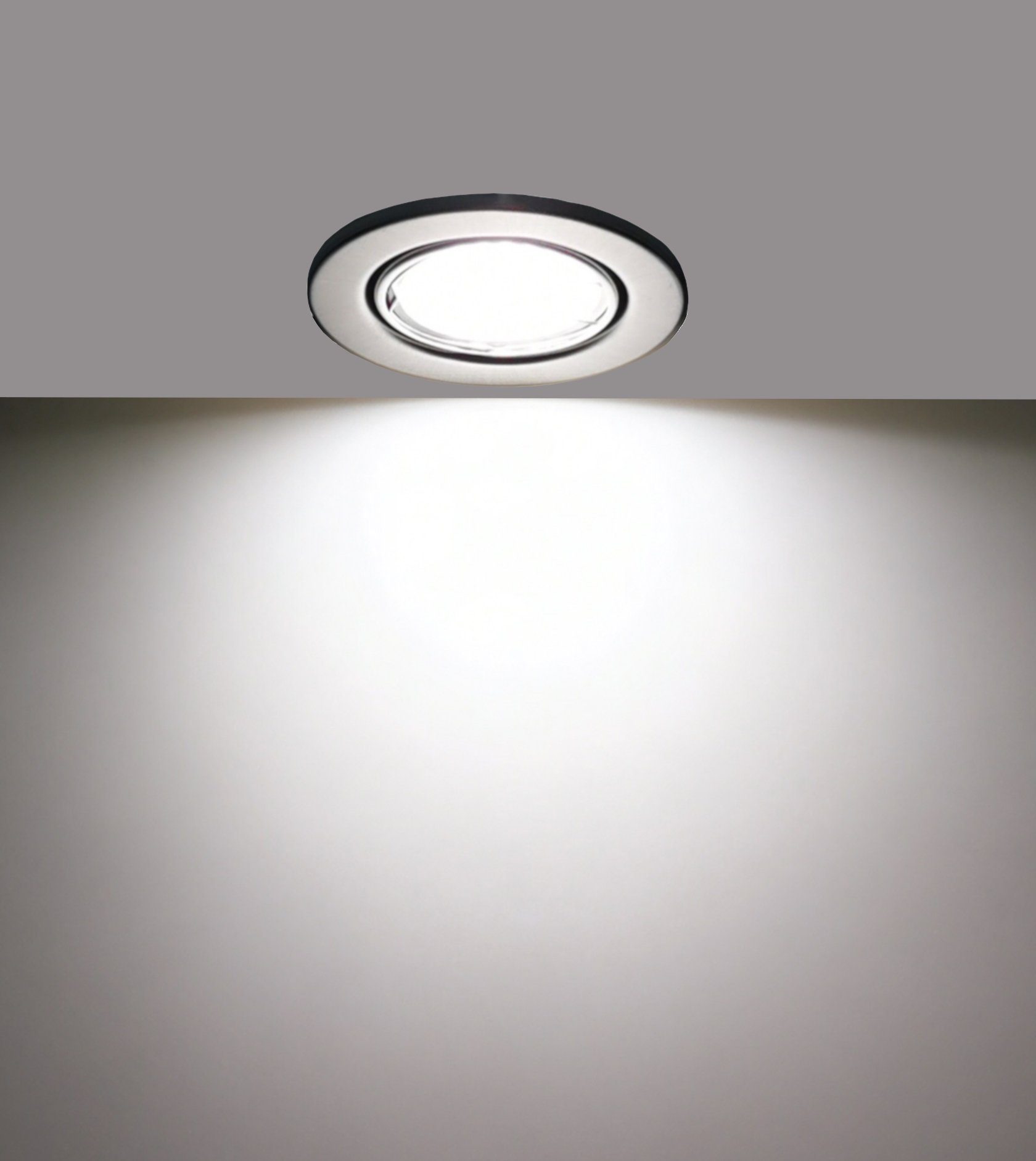 TRANGO LED Einbauleuchte, 3-Stufen dimmbar, 6er Set LED Einbaustrahler 6729-069MO6KSD in Alu-gebürstet Rund incl. 3-Stufen dimmbar Ultra Flach LED Modul, 6000K Tageslicht (kalt-weiss), Deckenspot, Einbauspot, Deckenleuchte