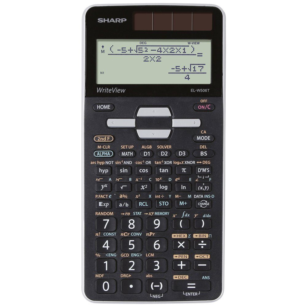 Sharp Taschenrechner Sharp ELW506 T-GY Schulrechner Schwarz/Silber Display (Stellen): 16 b