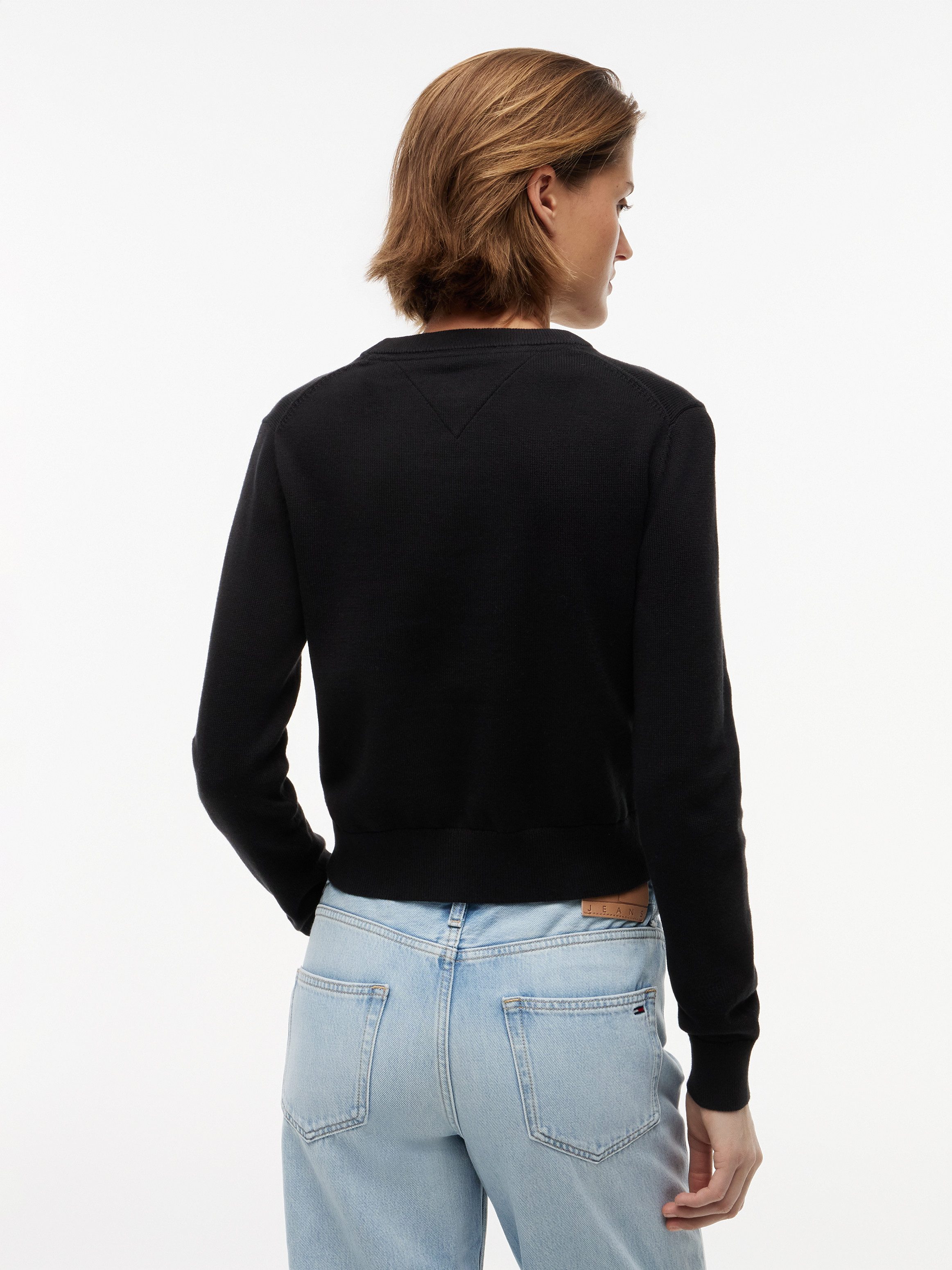Tommy Jeans Rundhalspullover TJW FLAG CREW NECK SWEATER EXT Baumwolle, Flag Strickmuster