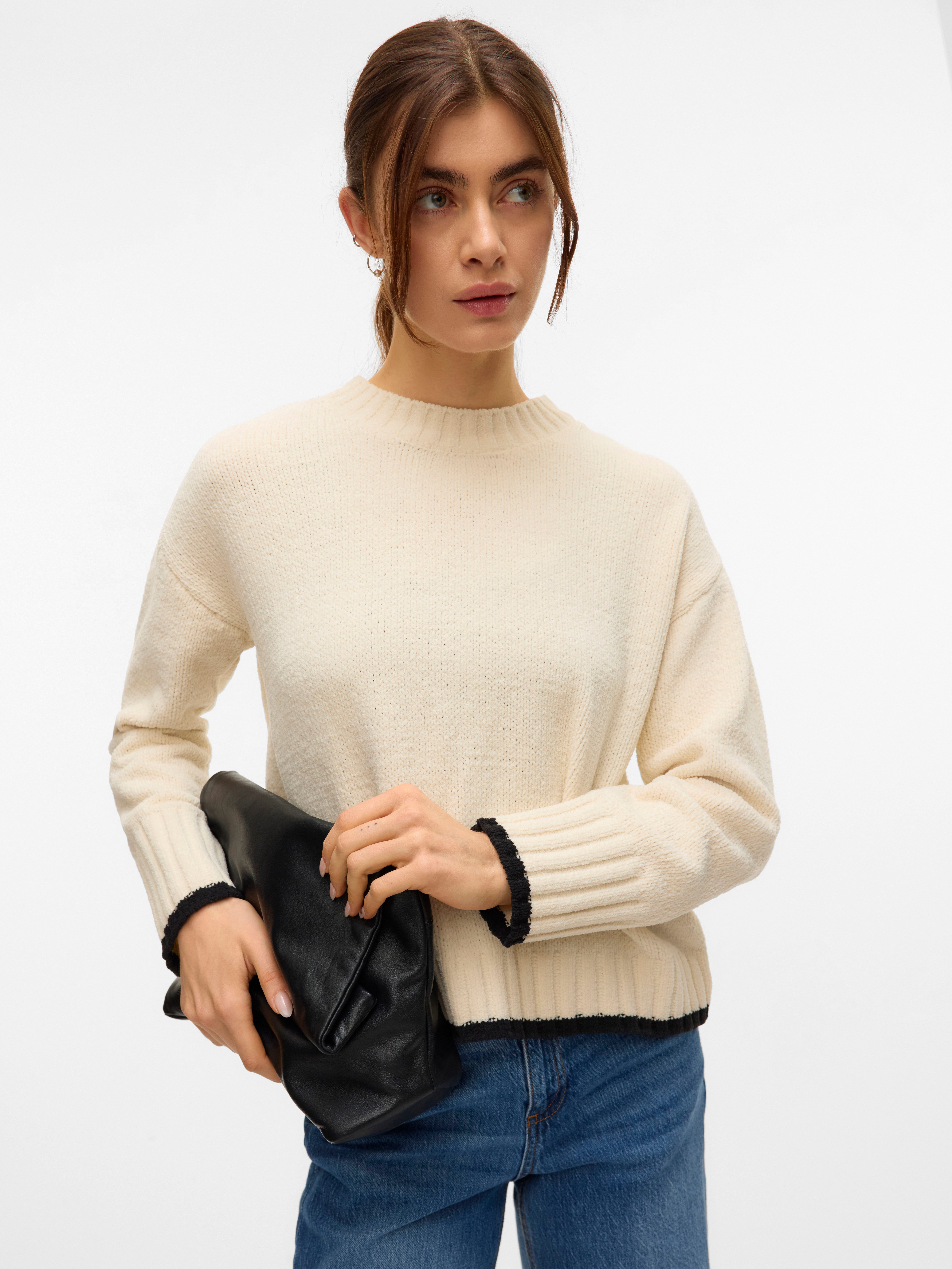 Maglione Donna VERO MODA Vmlara LS - Girocollo, Maniche Lunghe, Grigio Betulla, Taglia XS, Morbido E Casual - 5