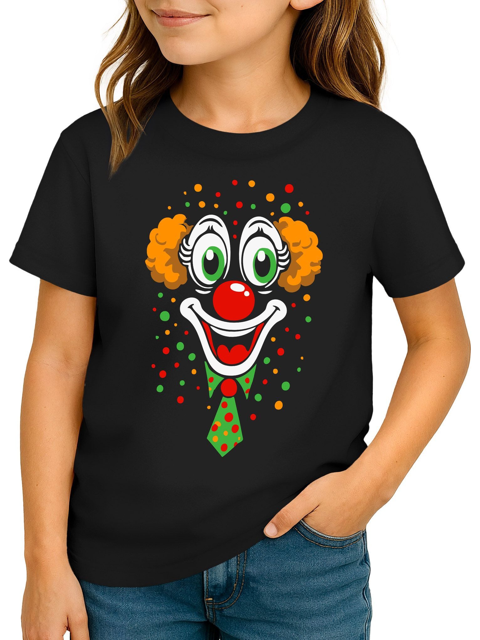 Print-Shirt Kinder T Shirt Mädchen Fasching - Clown Aufdruck- Karneval Printshirt