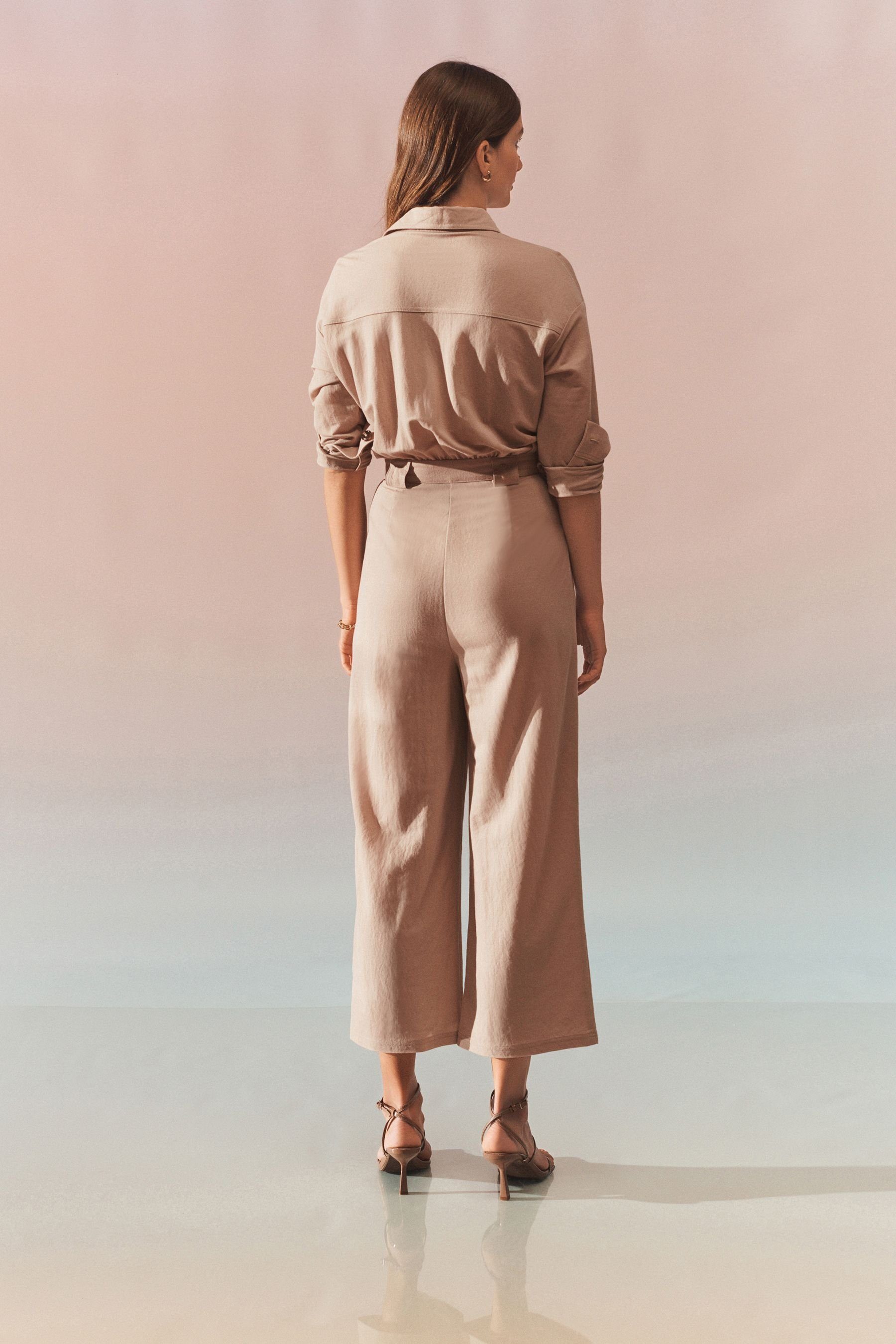 Utility-Overall Jumpsuit (1-tlg) Neutral Next Brown Langärmeliger