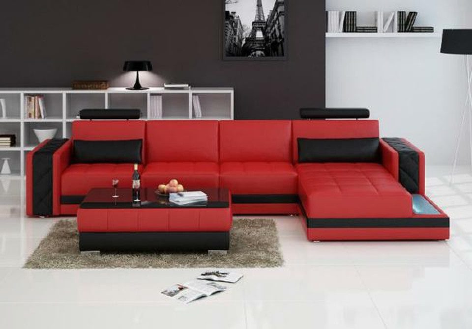 Xlmoebel Ecksofa Großes U-Form Ledersofa in modernem Design für gemütliche Abende, Hergestellt in Europa
