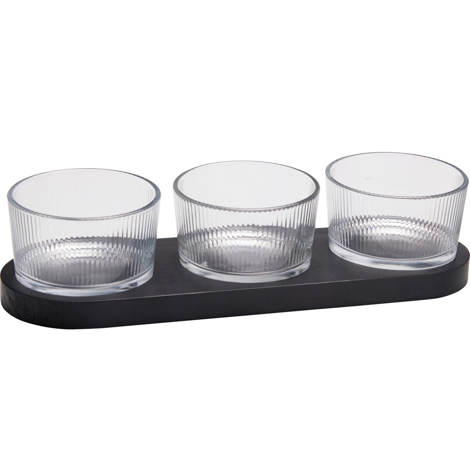Excellent Houseware Schale Glasschalen für Snacks ZINARI auf Holzunterlage, 4 Stück x Ø 9 cm, Glas