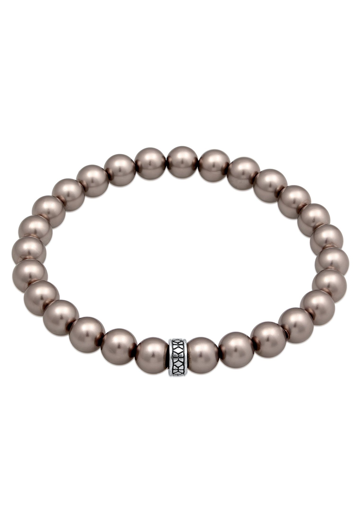 Kugel Bead-Armband-Set Beads Elegant 925 Silber, Grau Glasperlen Kuzzoi