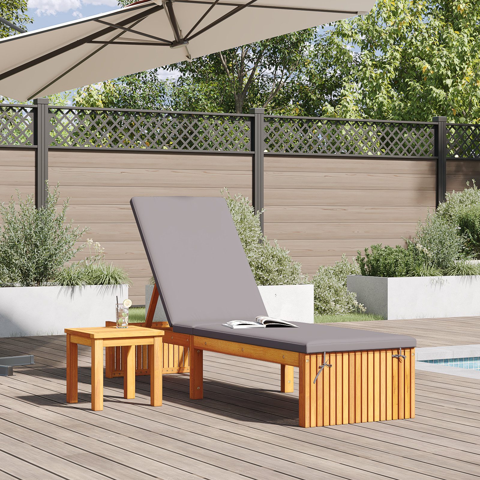 vidaXL Gartenliege Sonnenliege mit Kissen 200x55x30 günstig online kaufen