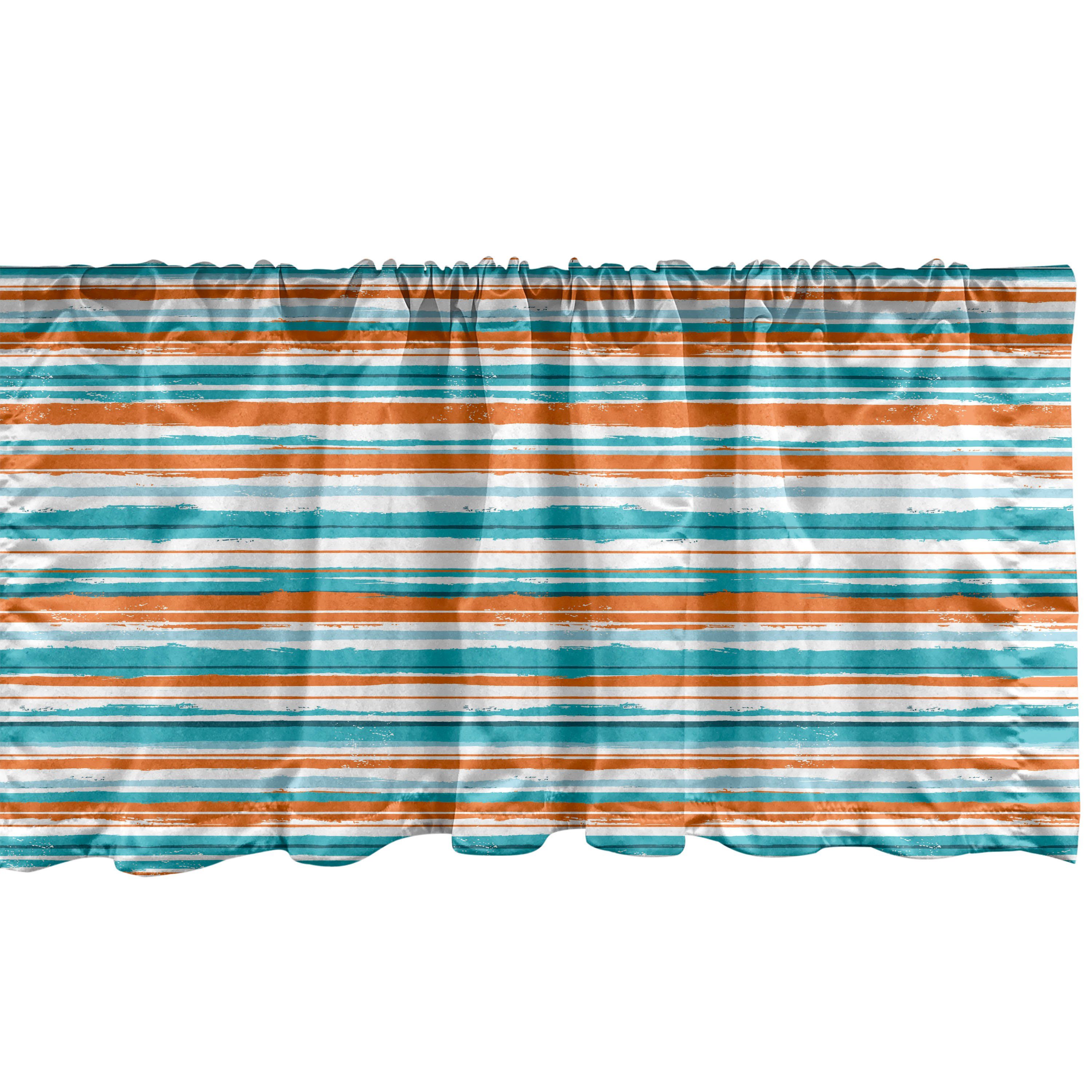 Scheibengardine Vorhang Volant für Küche Schlafzimmer Dekor mit Stangentasche, Abakuhaus, Microfaser, Abstrakt Sketch Stil Stripes Motiv