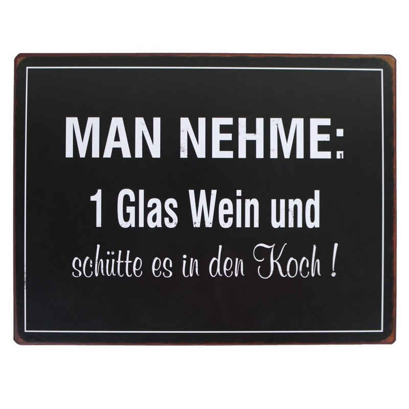 Lafinesse Metallschild LaFinesse - Man nehme: 1 Glas Wein...! Metallschild, (Stück, 1 St)